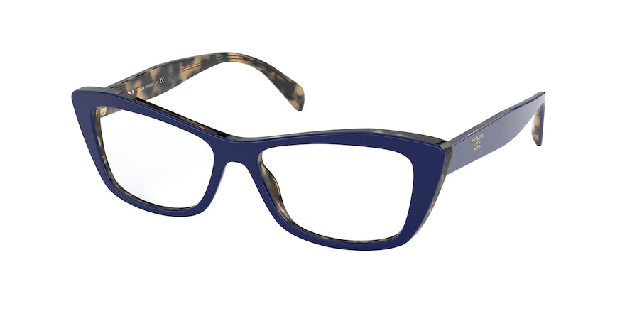 Prada PR15XVF Cat Eye Eyeglasses  05C1O1-BLU/MEDIUM HAVANA 53-15-140 - Color Map blue