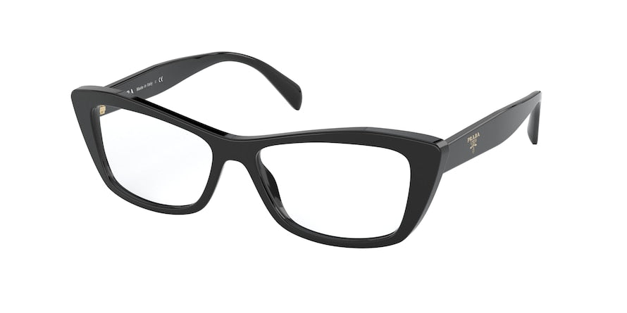 Prada PR15XVF Cat Eye Eyeglasses  1AB1O1-BLACK 53-15-140 - Color Map black