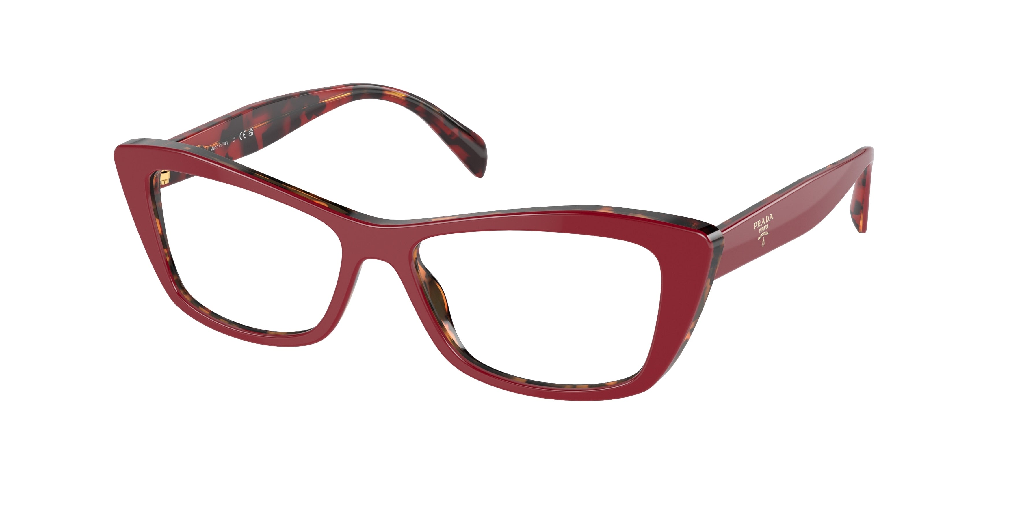 Prada PR15XV Cat Eye Eyeglasses  07C1O1-Red/Havana 53-140-15 - Color Map Red