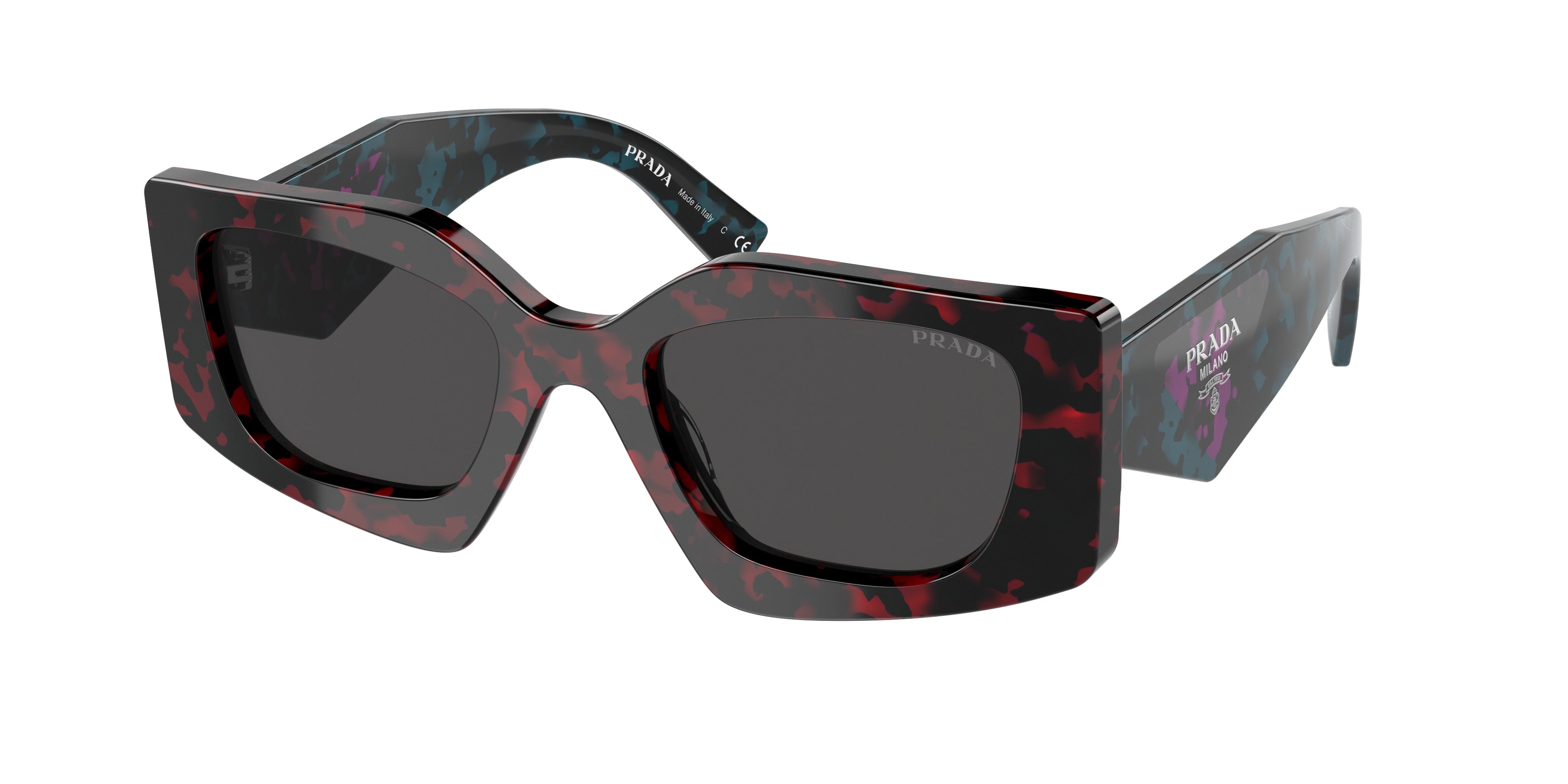 Prada PR15YSF Irregular Sunglasses  09Z5S0-Scarlet Tortoise 52-140-21 - Color Map Blue