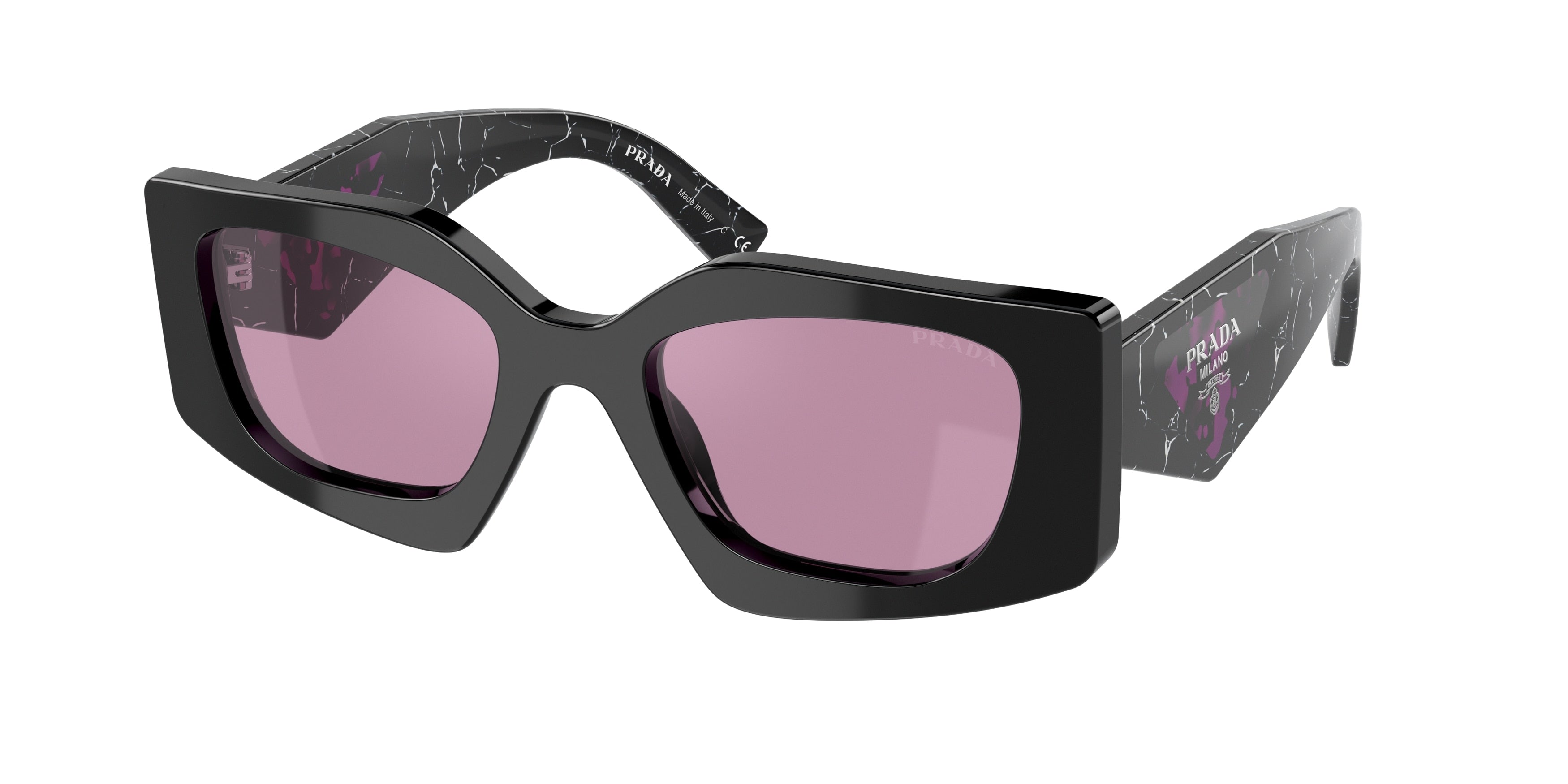 Prada PR15YSF Irregular Sunglasses  1AB07Q-Black 52-140-21 - Color Map Black
