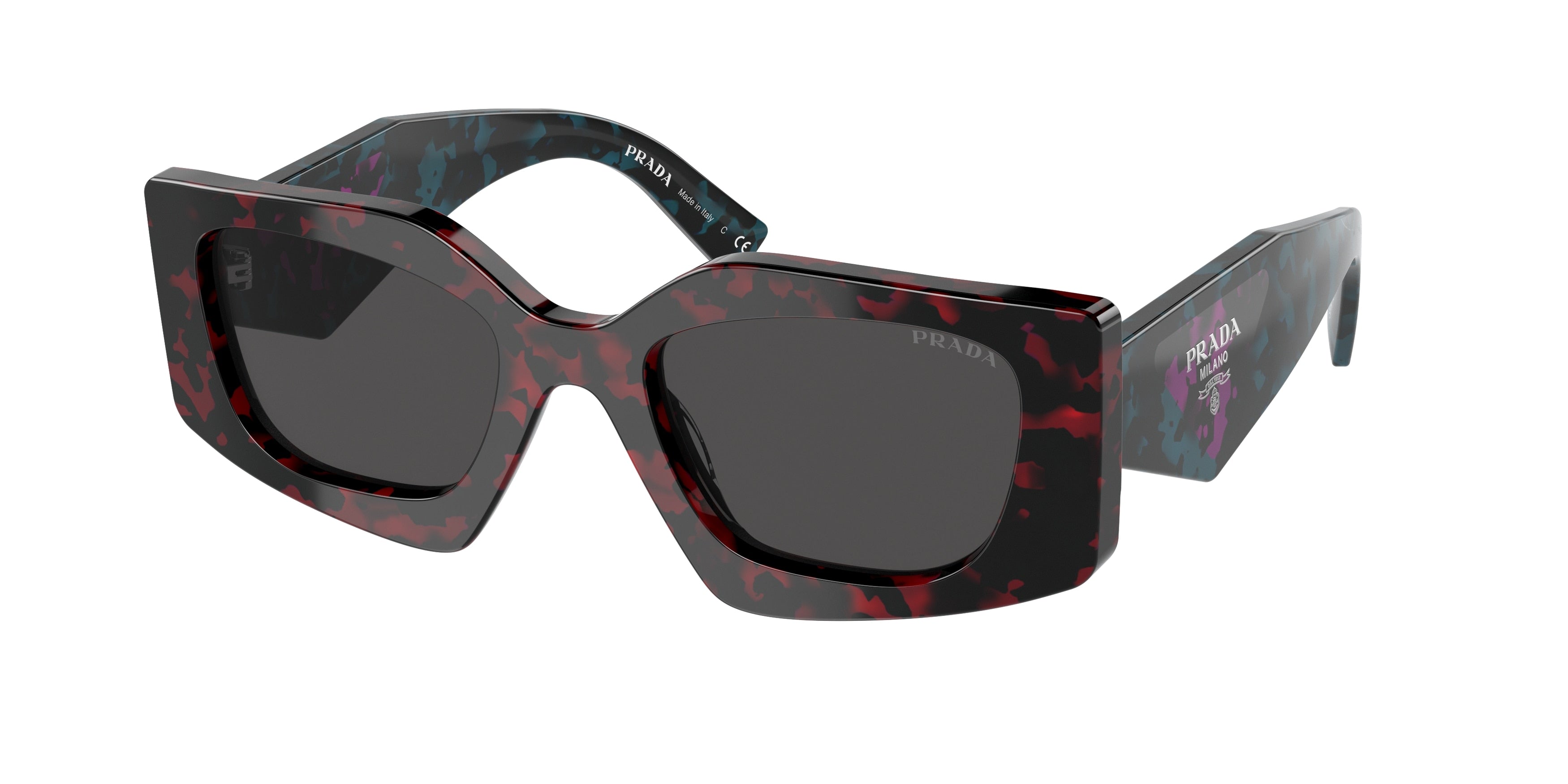 Prada PR15YS Irregular Sunglasses  09Z5S0-Scarlet Tortoise 51-140-21 - Color Map Blue