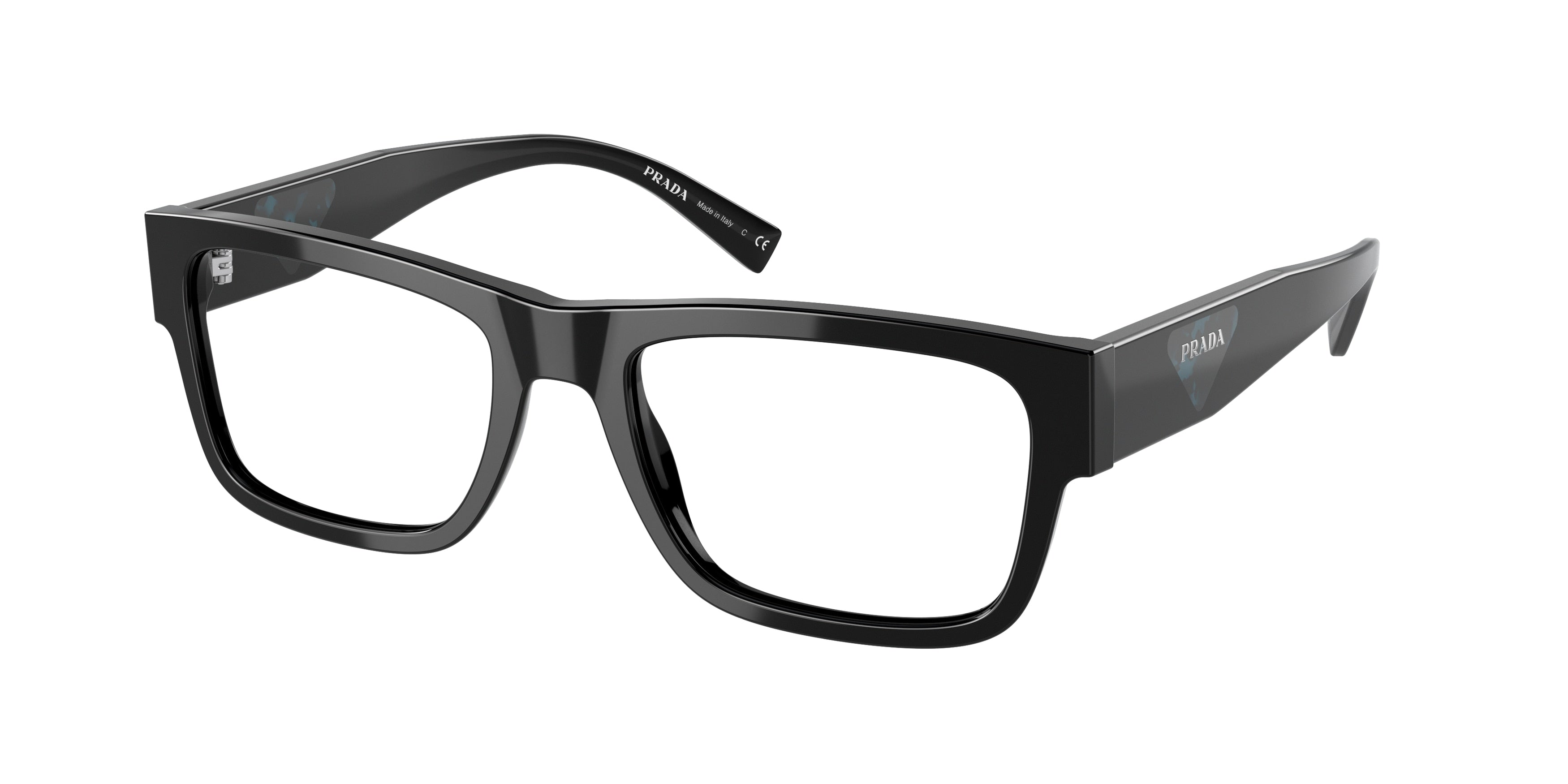 Prada PR15YVF Rectangle Eyeglasses  1AB1O1-Black 56-145-18 - Color Map Black
