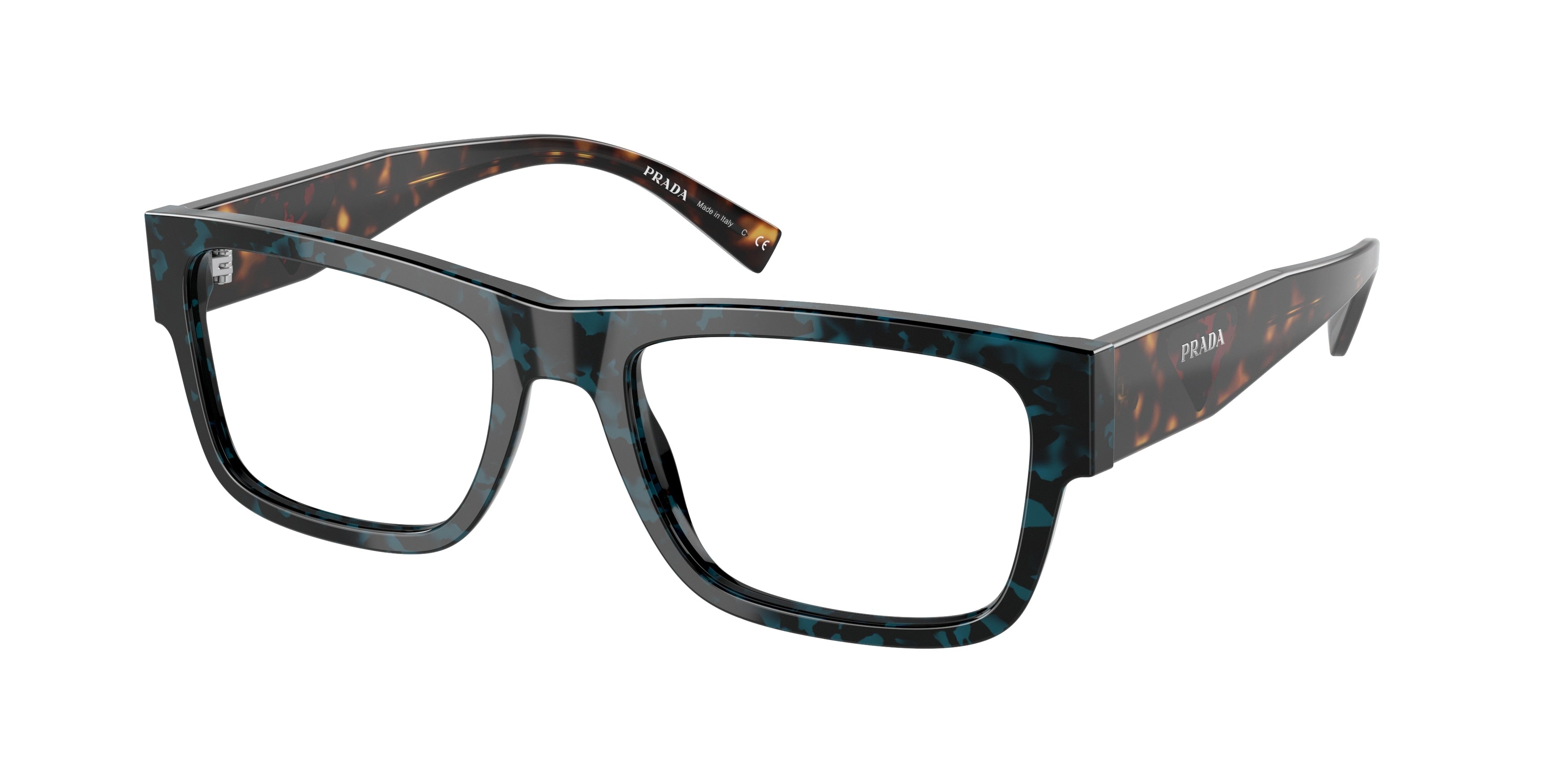 Prada PR15YV Rectangle Eyeglasses  06Z1O1-Teal Havana 52-145-19 - Color Map Tortoise