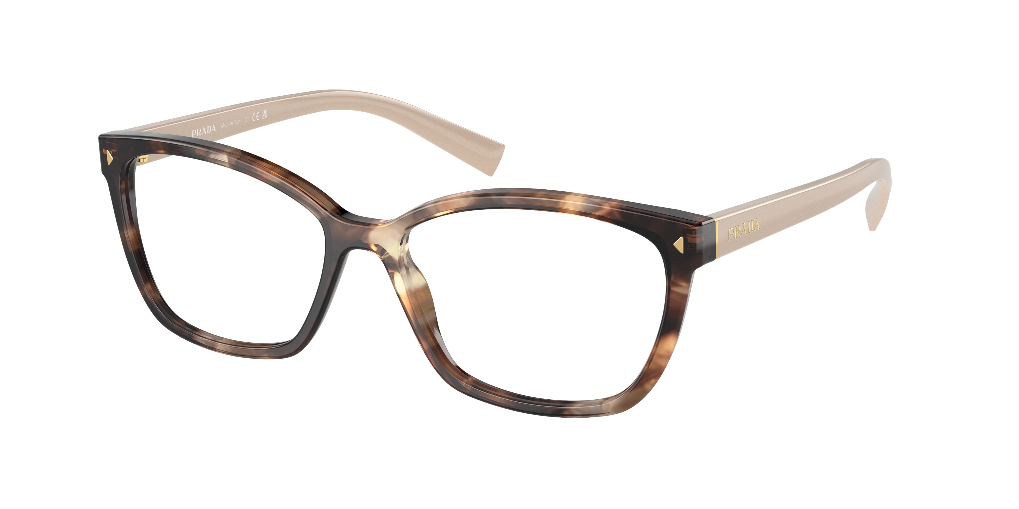 Prada PR15ZVF Rectangle Eyeglasses  07R1O1-Caramel Havana 57-145-15 - Color Map Brown