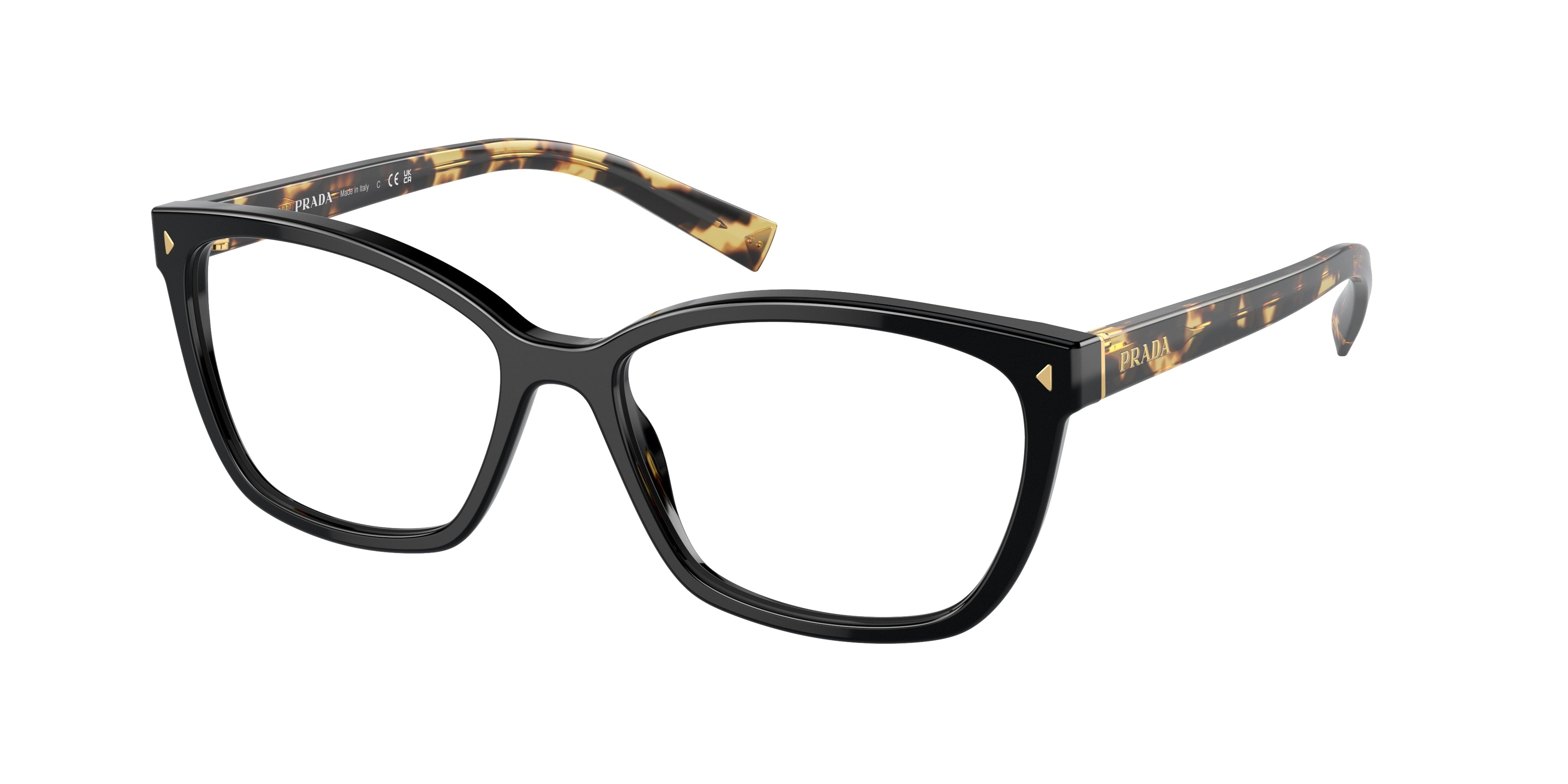 Prada PR15ZV Rectangle Eyeglasses  3891O1-Black 55-145-16 - Color Map Black