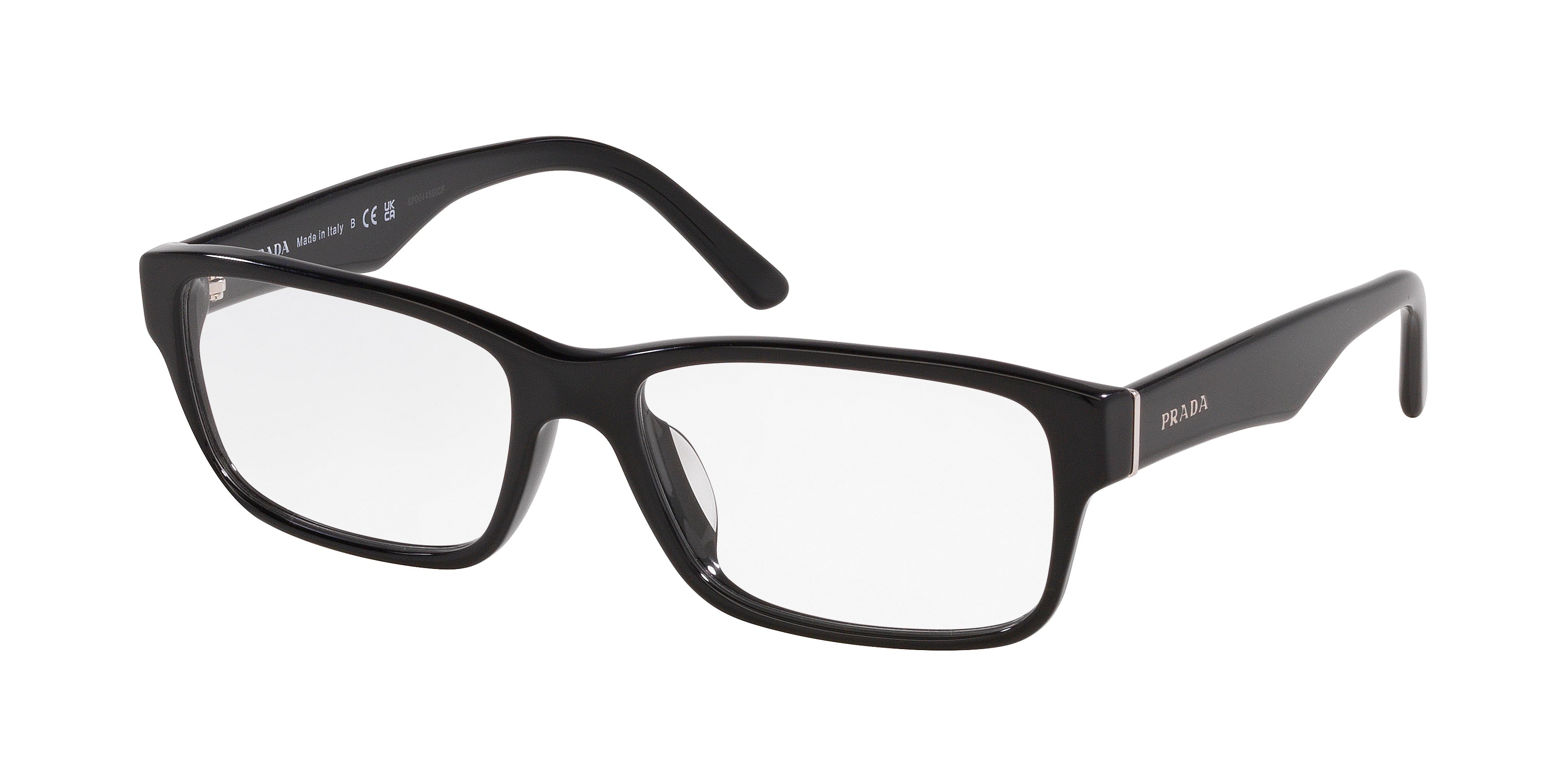 Prada HERITAGE PR16MVA Rectangle Eyeglasses  1AB1O1-Gloss Black 55-140-16 - Color Map Black