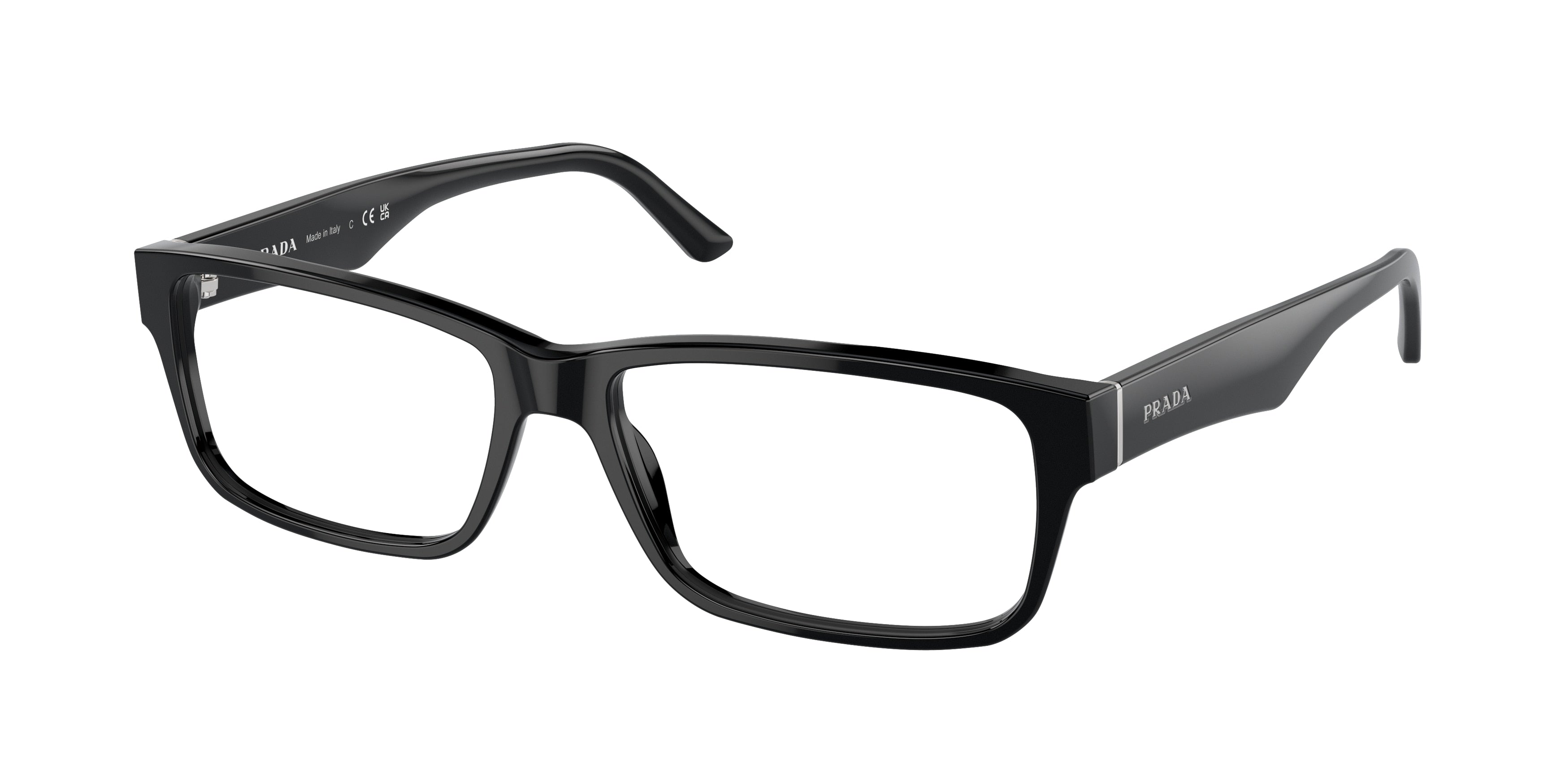 Prada HERITAGE PR16MV Rectangle Eyeglasses  1AB1O1-Gloss Black 57-150-16 - Color Map Black