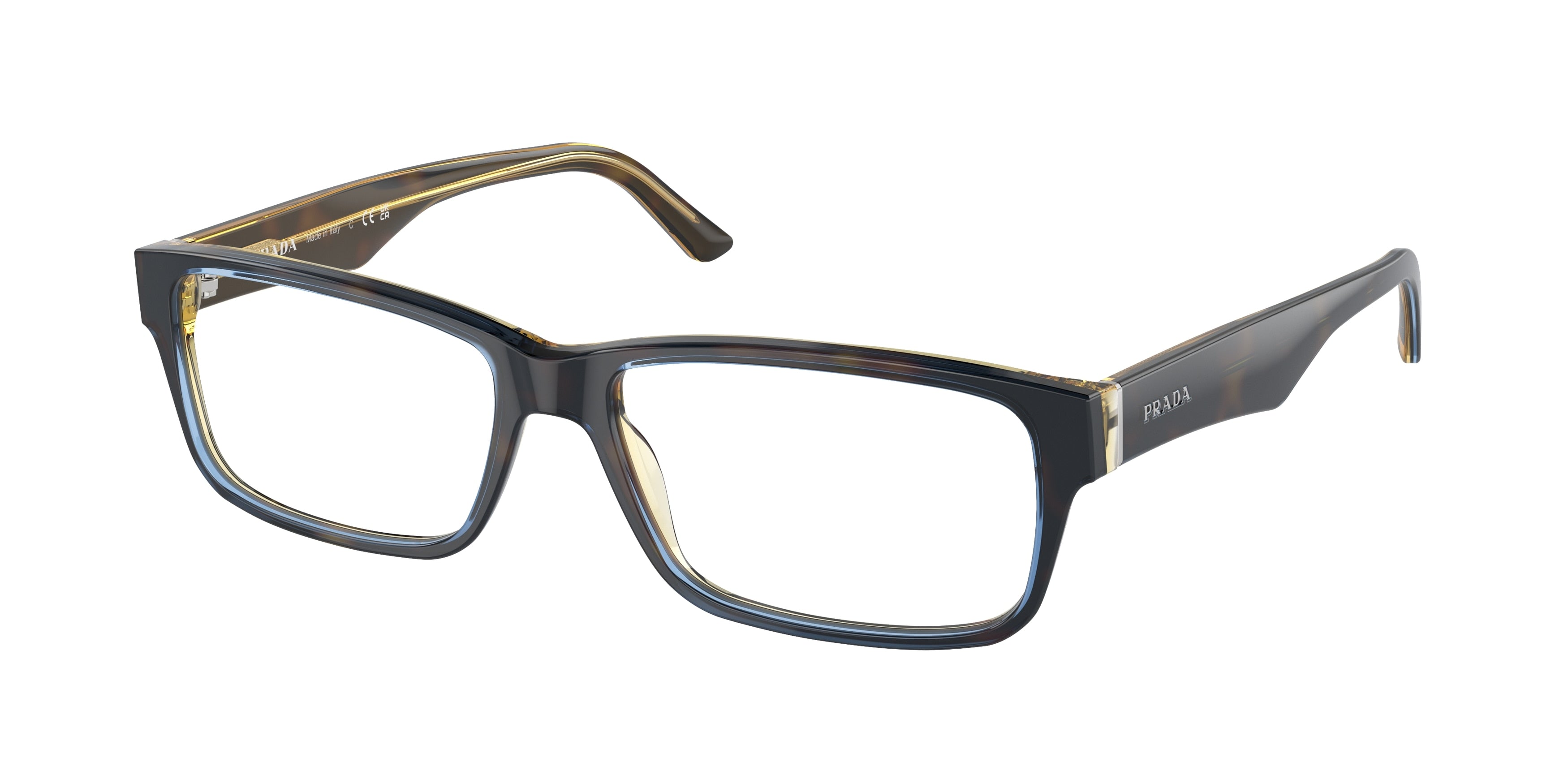 Prada HERITAGE PR16MV Rectangle Eyeglasses  ZXH1O1-Denim Tortoise 57-150-16 - Color Map Tortoise