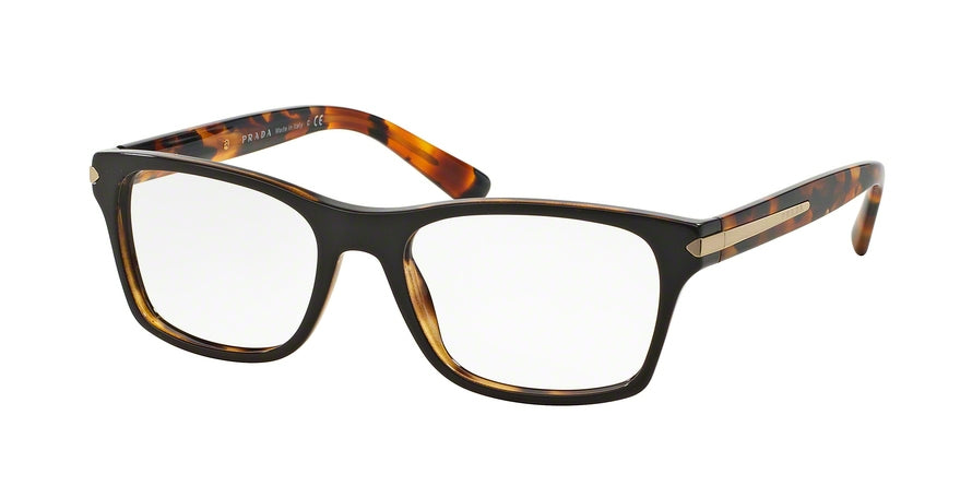 Prada PR16SV Rectangle Eyeglasses  UBS1O1-TOP BROWN/HAVANA 52-18-140 - Color Map brown