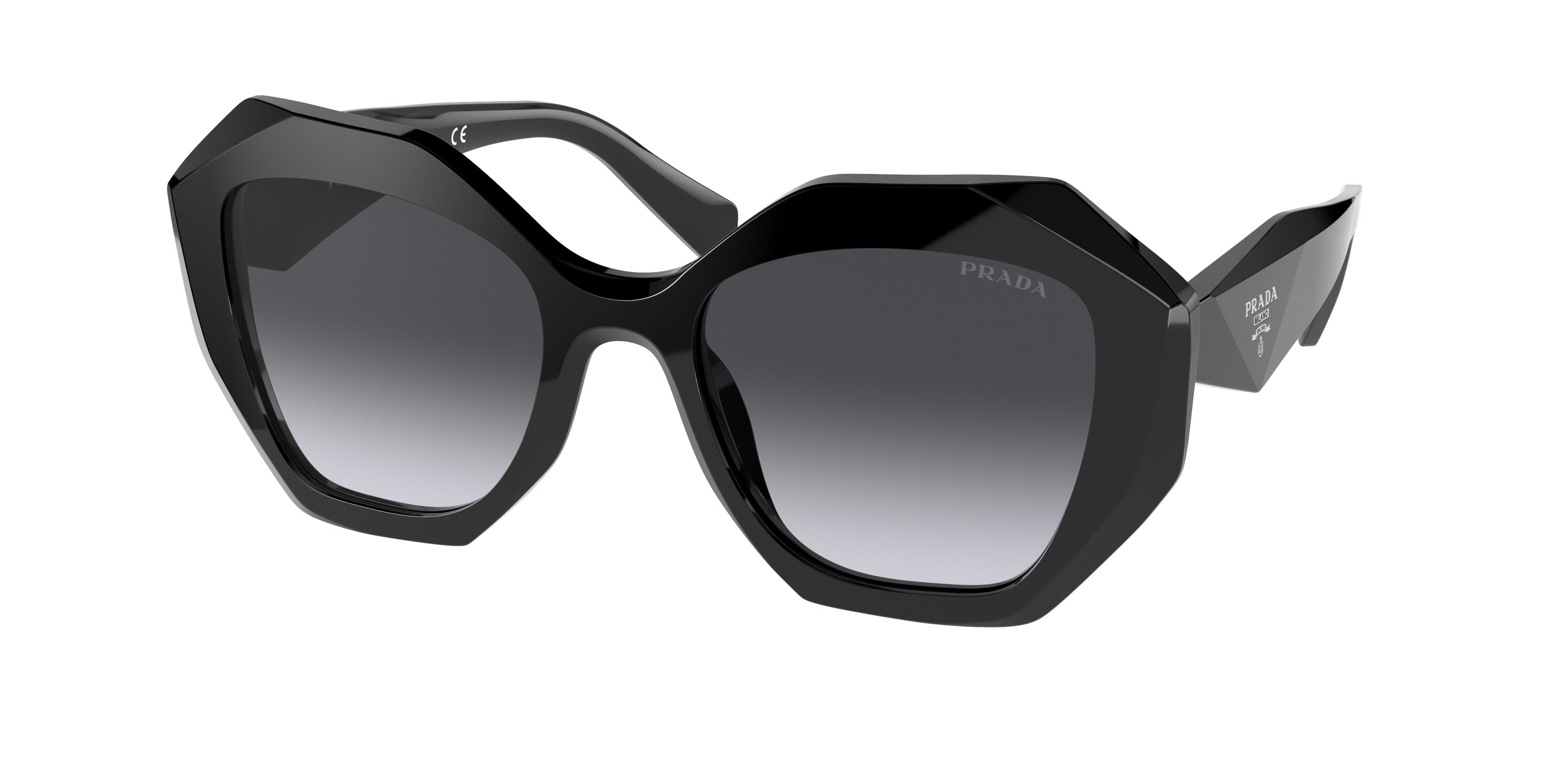 Prada PR16WSF Irregular Sunglasses  1AB5D1-Black 53-145-18 - Color Map Black