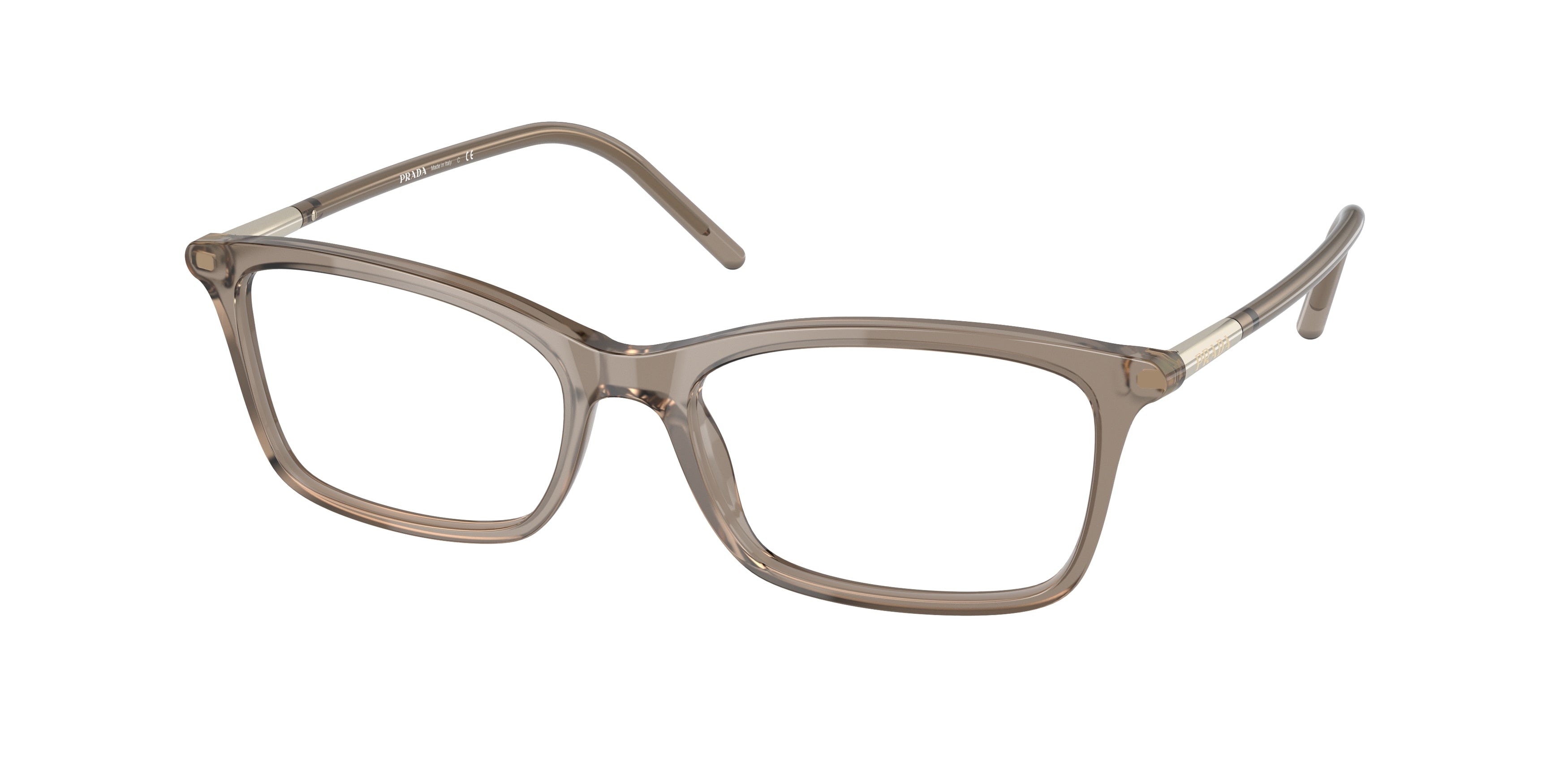 Prada PR16WV Rectangle Eyeglasses  05N1O1-Honey Crystal 52-140-17 - Color Map Tortoise