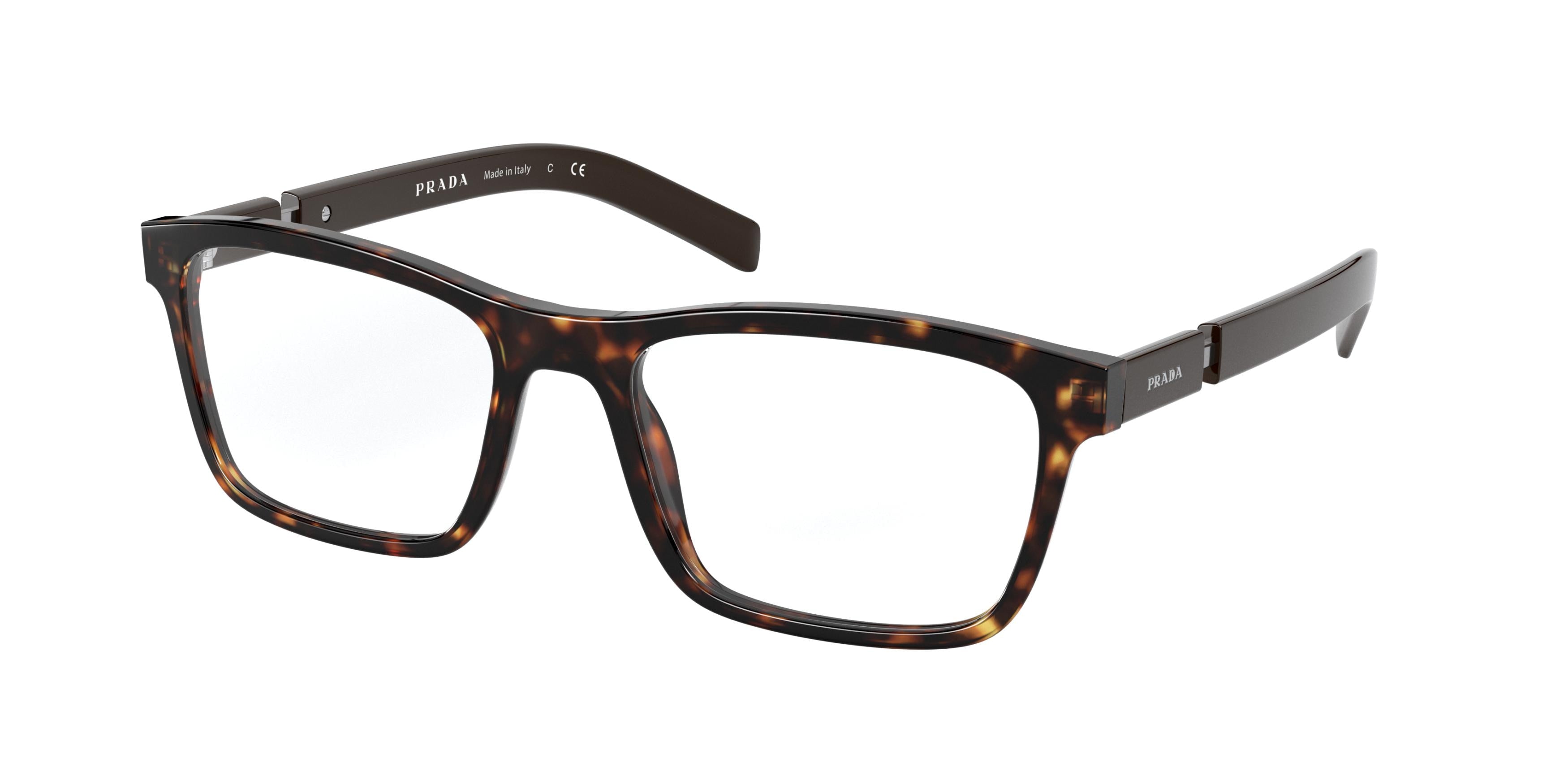 Prada PR16XV Rectangle Eyeglasses  2AU1O1-Havana 55-145-19 - Color Map Tortoise