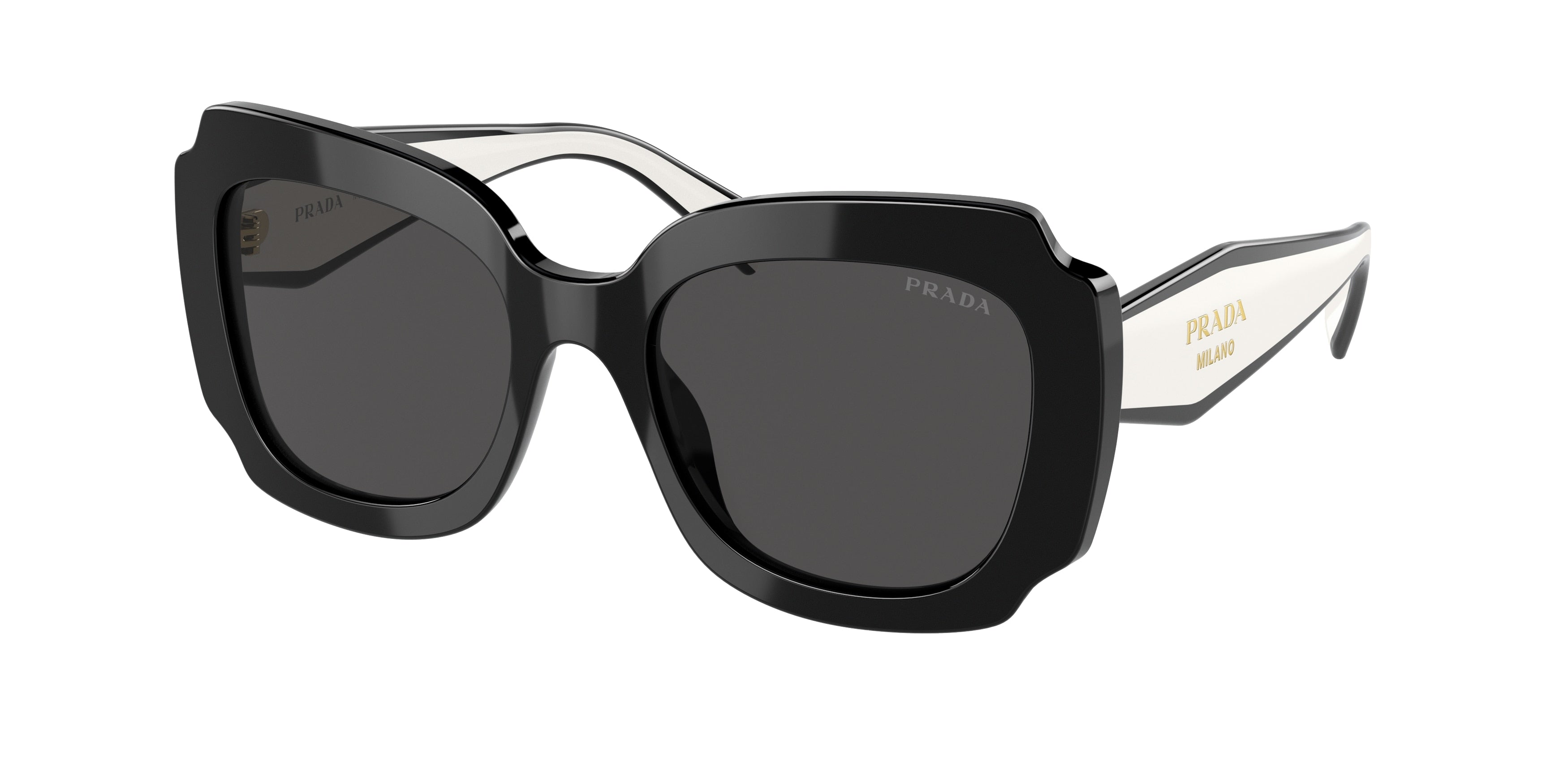 Prada PR16YSF Irregular Sunglasses  09Q5S0-Black 53-140-18 - Color Map Black
