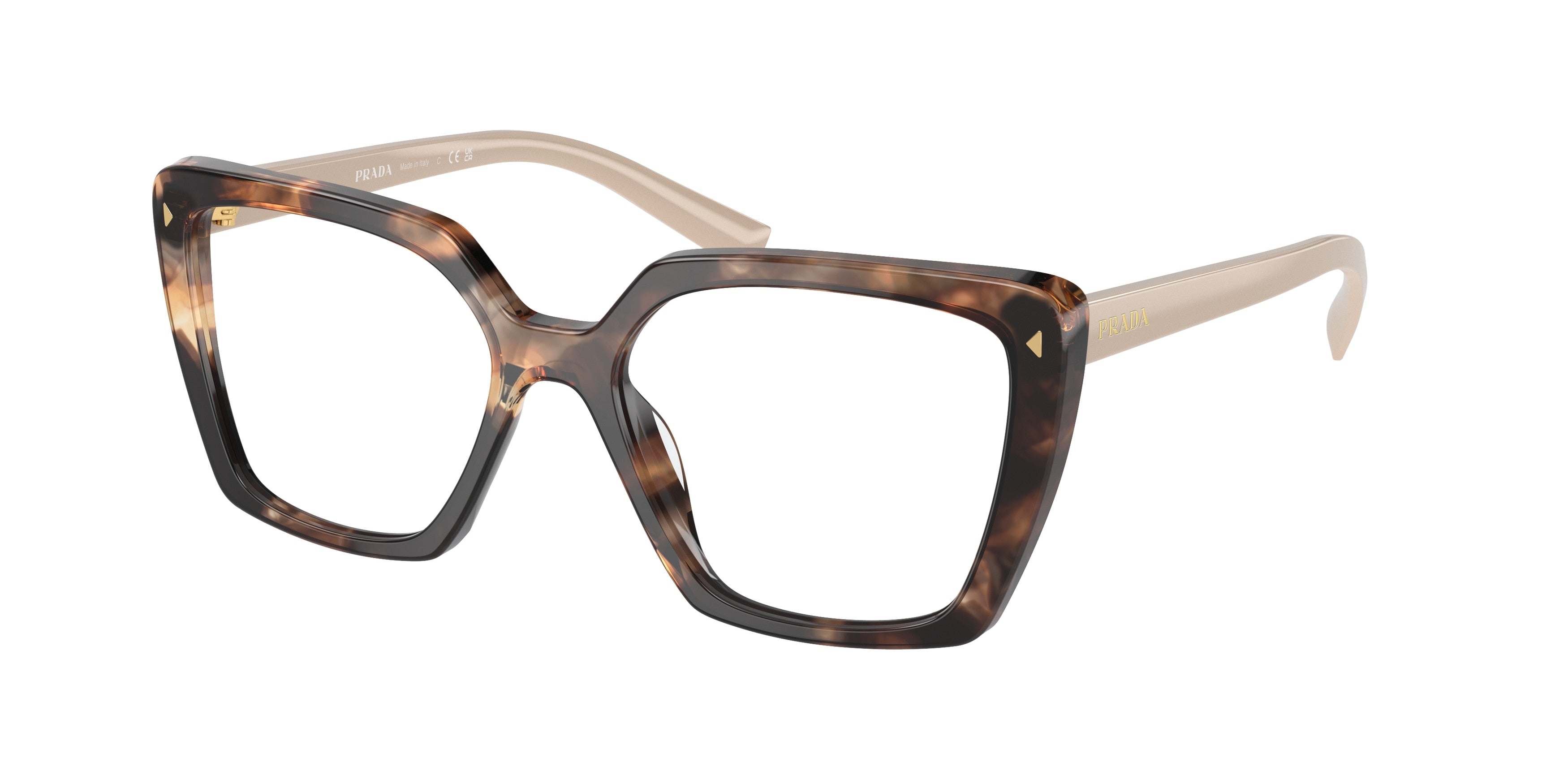 Prada PR16ZVF Square Eyeglasses  07R1O1-Caramel Tortoise 55-145-16 - Color Map Tortoise