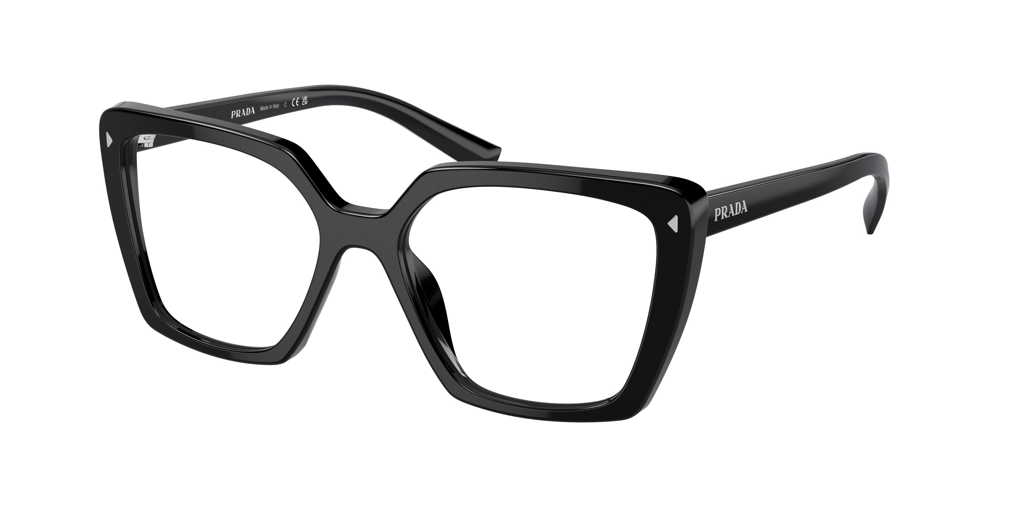 Prada PR16ZV Square Eyeglasses  1AB1O1-Black 53-145-17 - Color Map Black