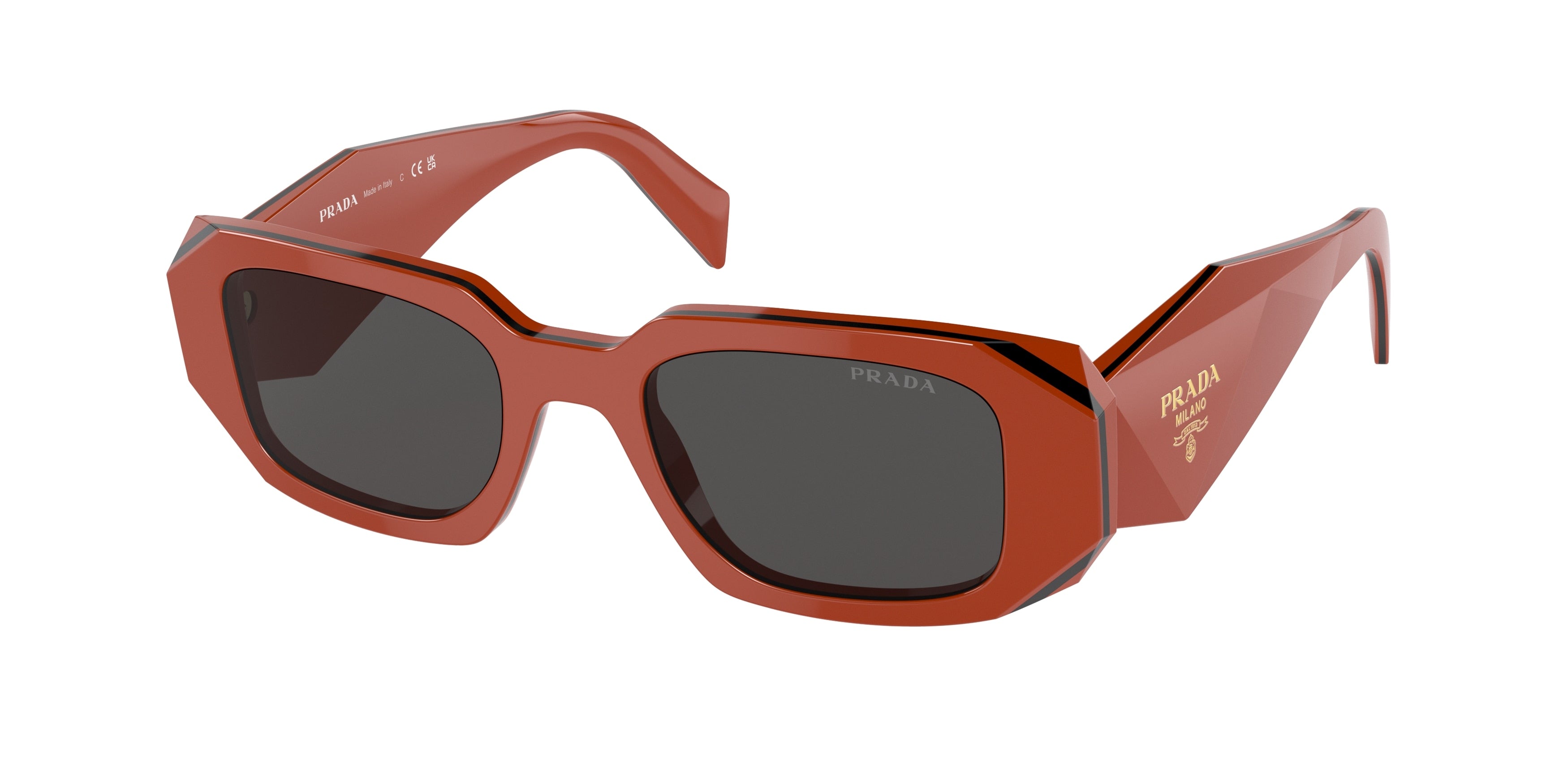 Prada PR17WS Rectangle Sunglasses  12N5S0-Orange/Black 49-145-20 - Color Map Orange