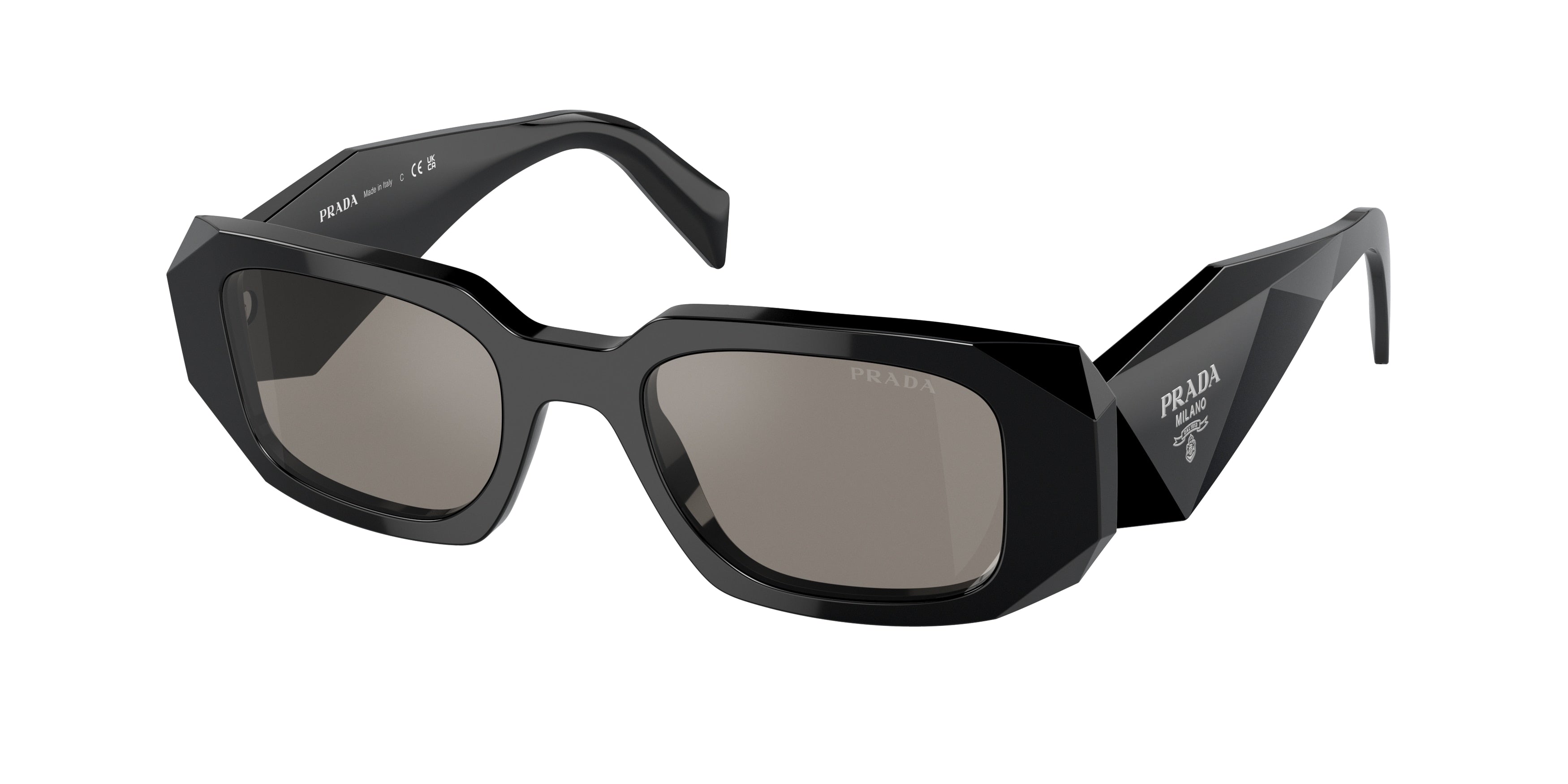 Prada PR17WS Rectangle Sunglasses  1AB07Z-Black 49-145-20 - Color Map Black