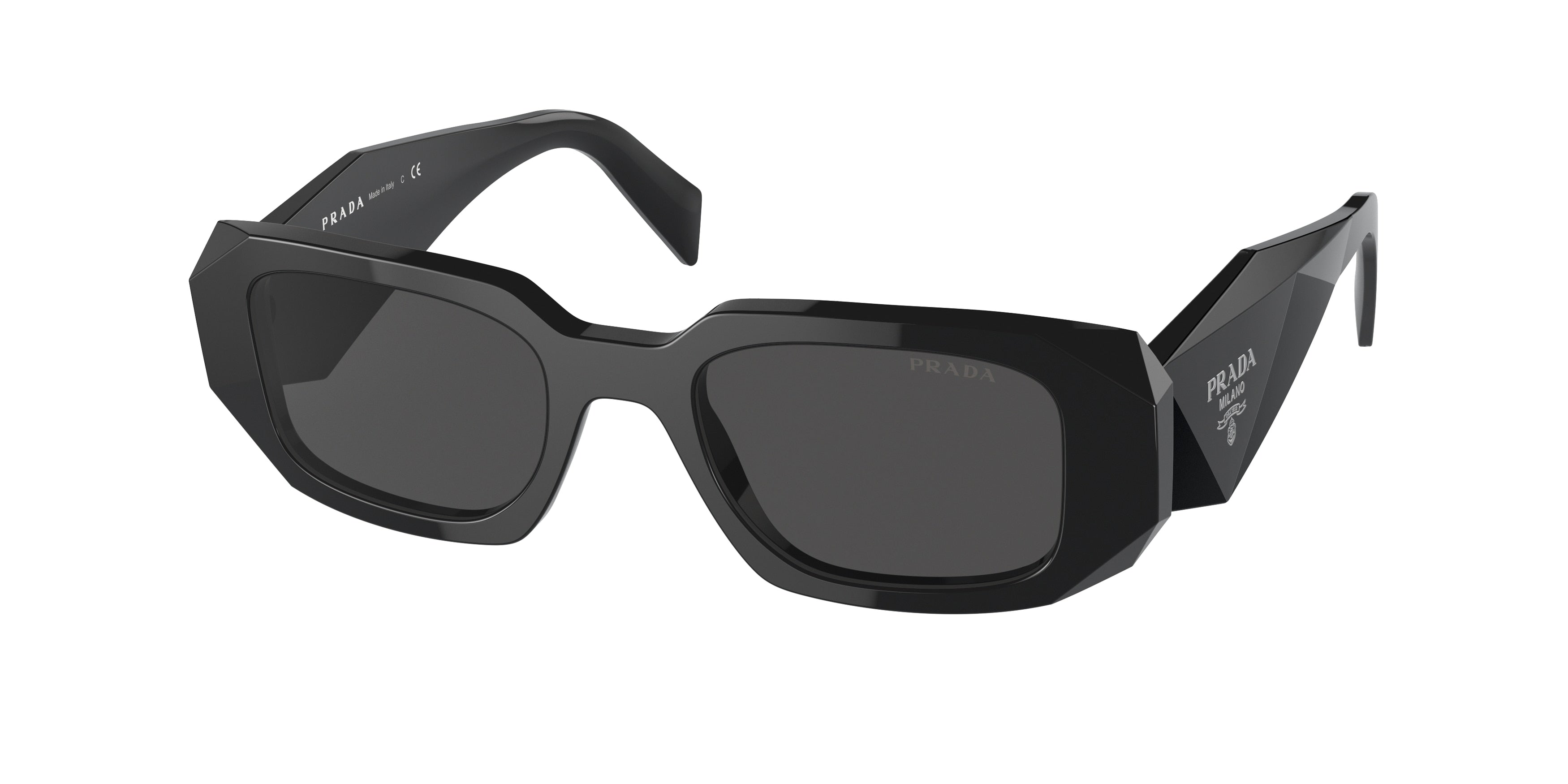 Prada PR17WS Rectangle Sunglasses  1AB5S0-Black 49-145-20 - Color Map Black