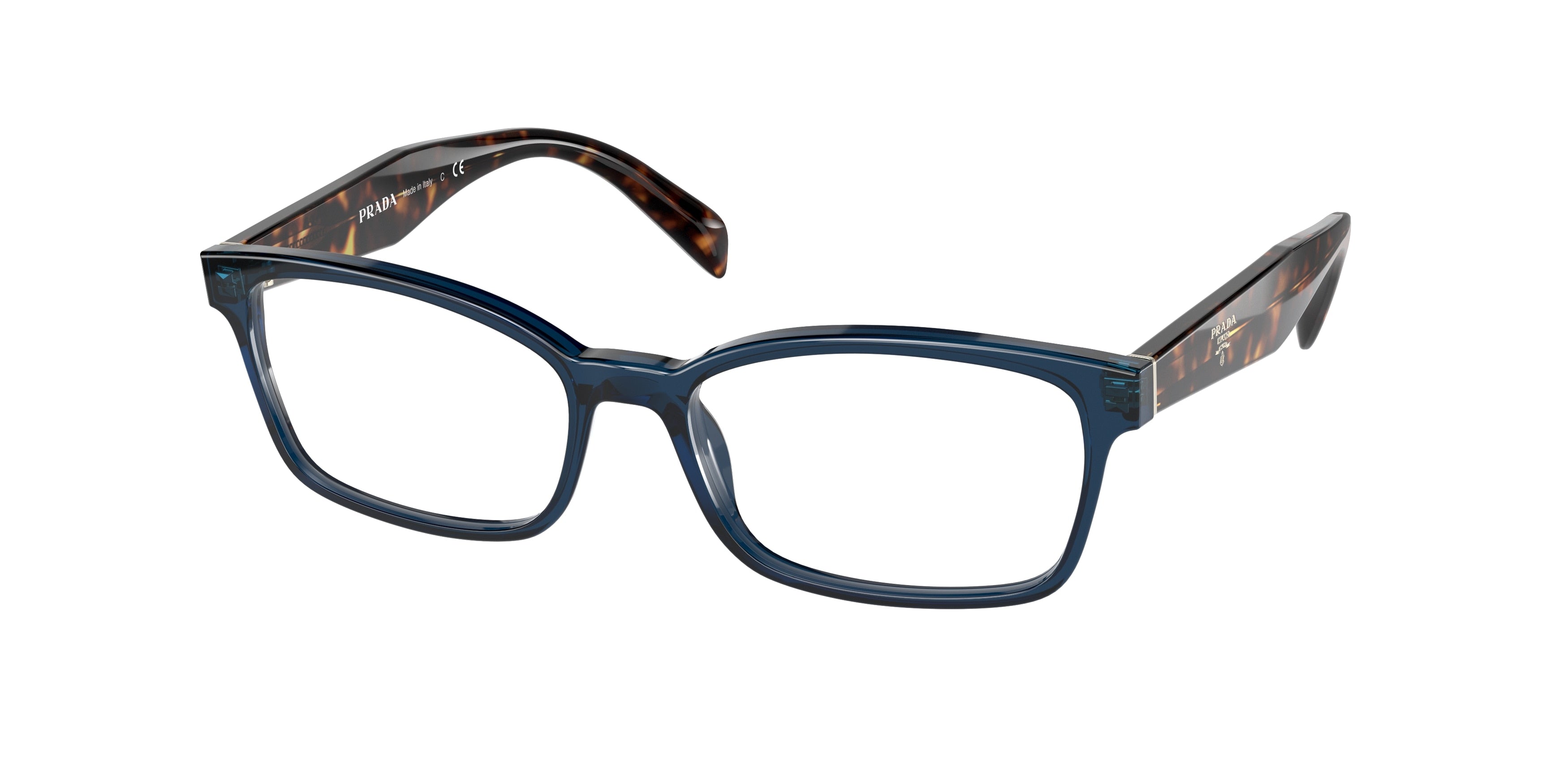 Prada HERITAGE PR18TV Rectangle Eyeglasses  08Q1O1-Crystal Blue 53-140-16 - Color Map Blue