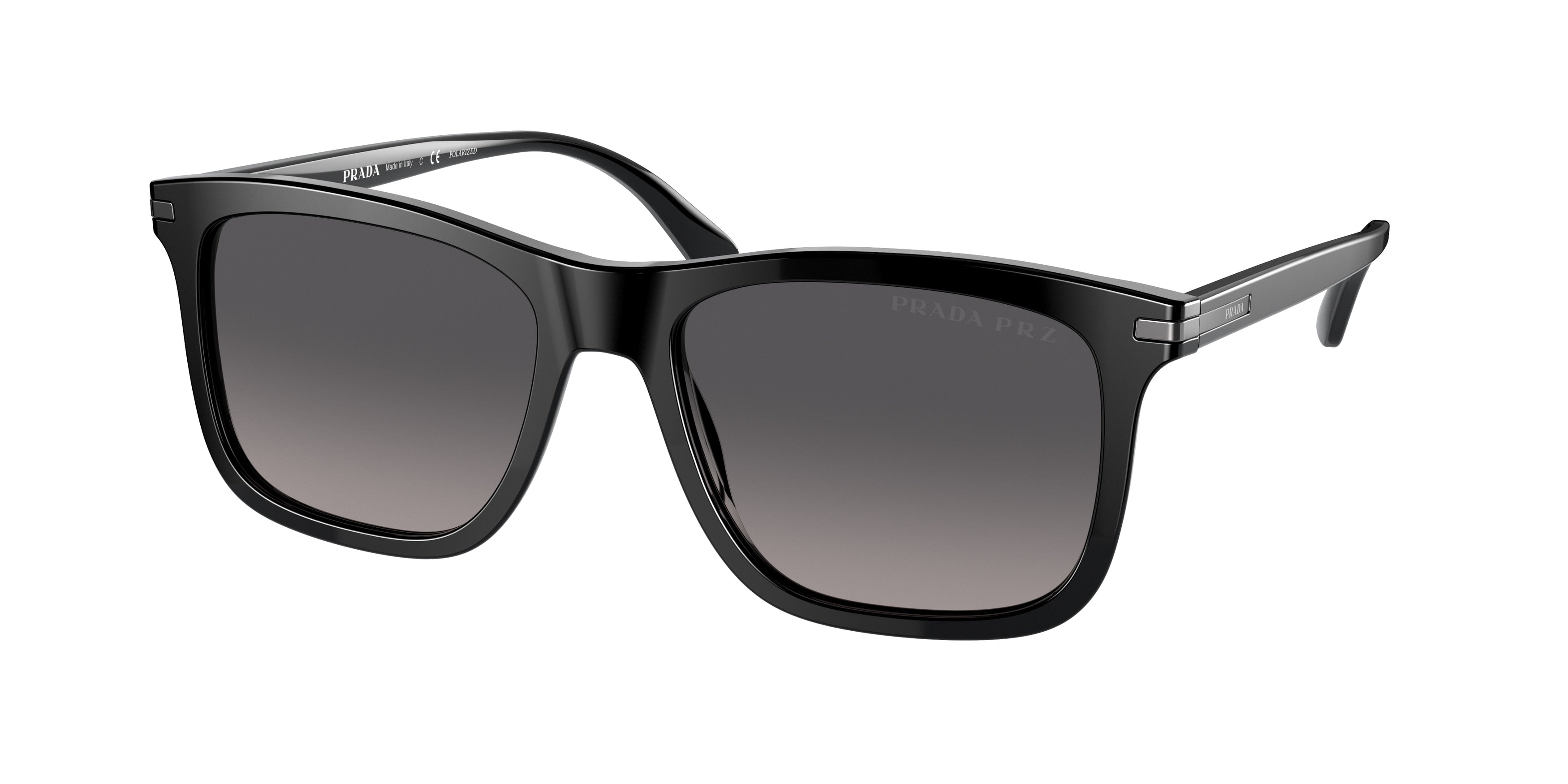 Prada PR18WS Rectangle Sunglasses  1AB09G-Black 56-150-18 - Color Map Black