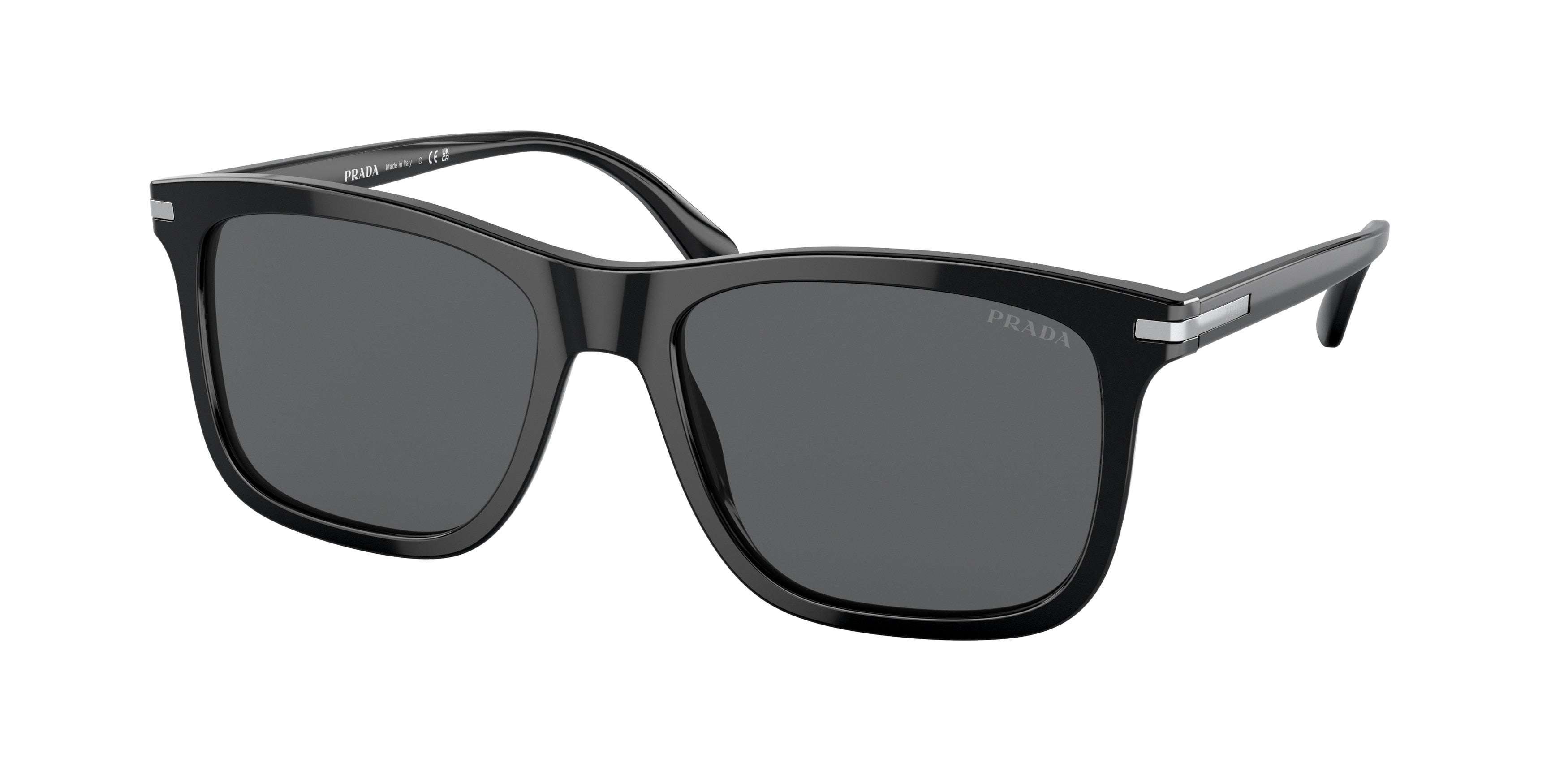 Prada PR18WS Rectangle Sunglasses  1AB731-Black 56-150-18 - Color Map Black