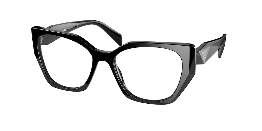 Prada PR18WVF Irregular Eyeglasses  1AB1O1-BLACK 54-17-145 - Color Map black