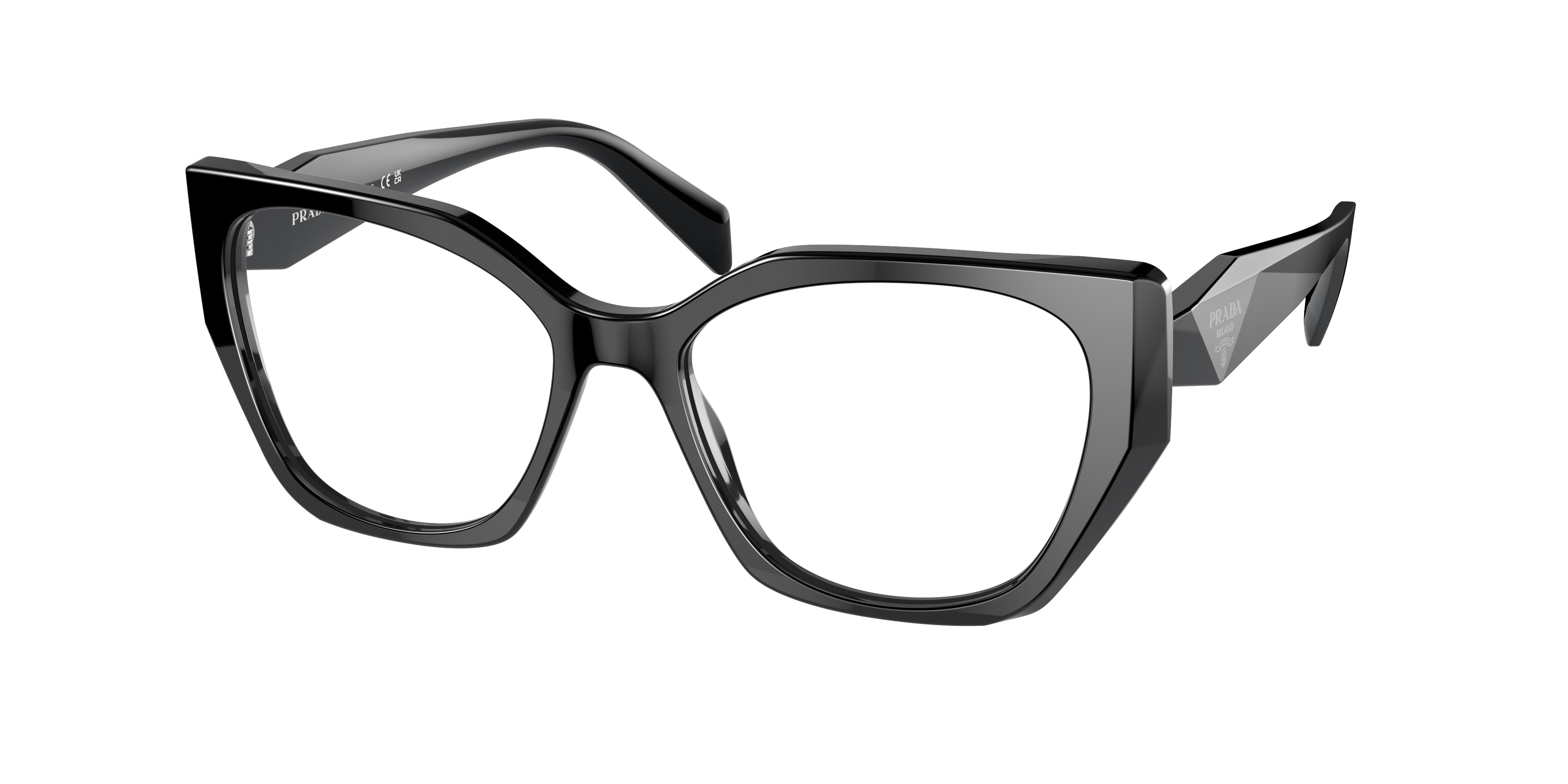 Prada PR18WV Irregular Eyeglasses  1AB1O1-Black 54-145-17 - Color Map Black