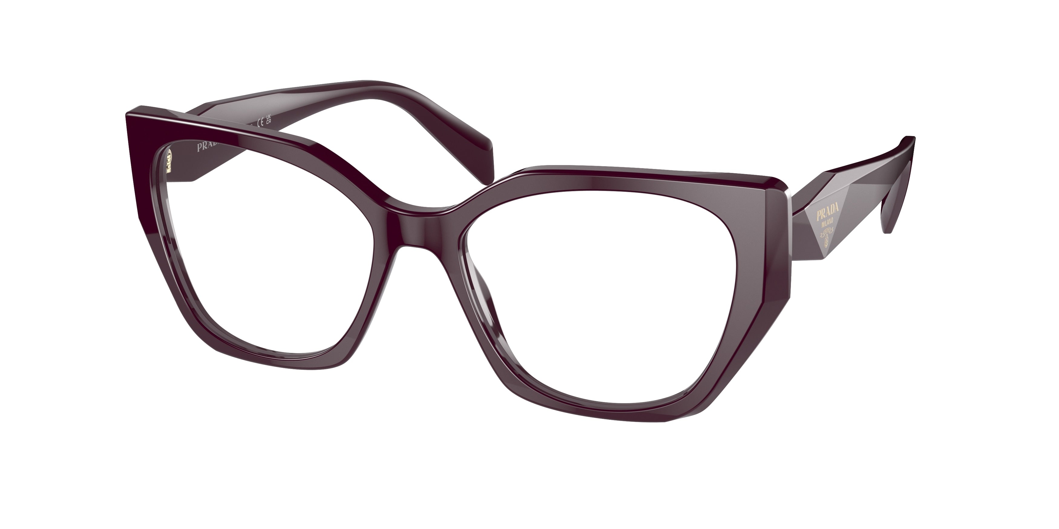 Prada PR18WV Irregular Eyeglasses  VIY1O1-Garnet 54-145-17 - Color Map Violet
