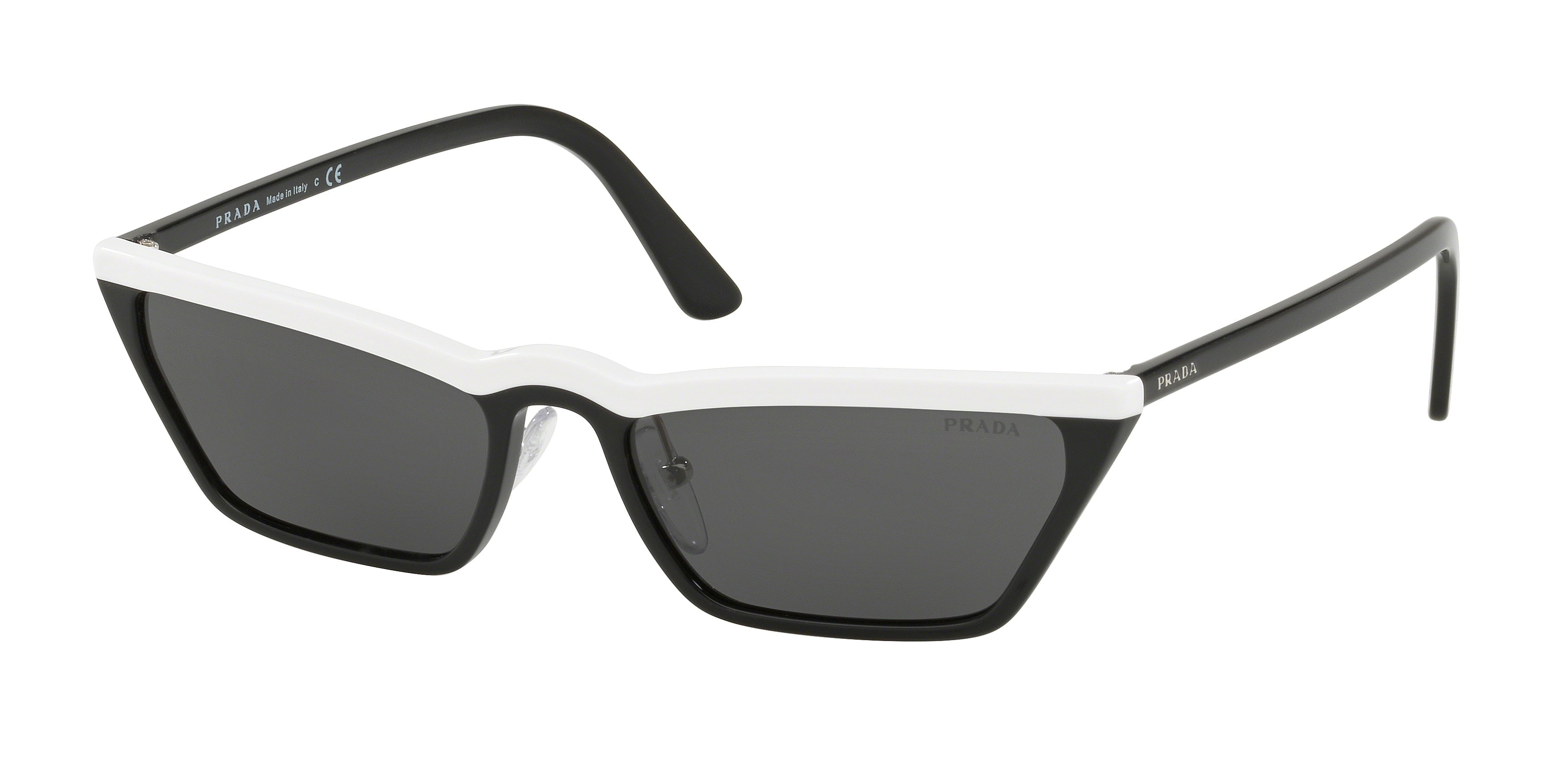 Prada CATWALK PR19US Cat Eye Sunglasses  YC45S0-White Black 58-145-18 - Color Map White
