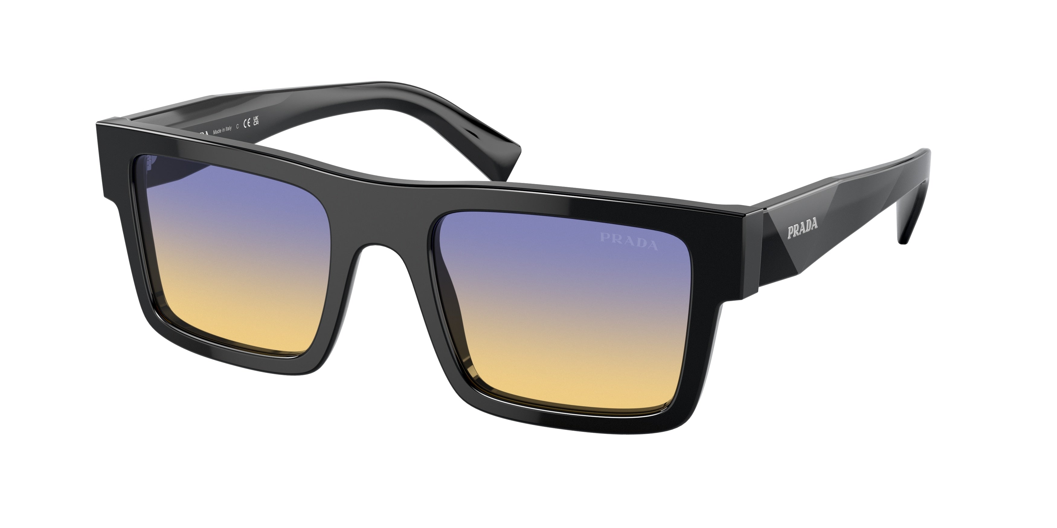 Prada PR19WS Rectangle Sunglasses  1AB06Z-Black 51-145-21 - Color Map Black