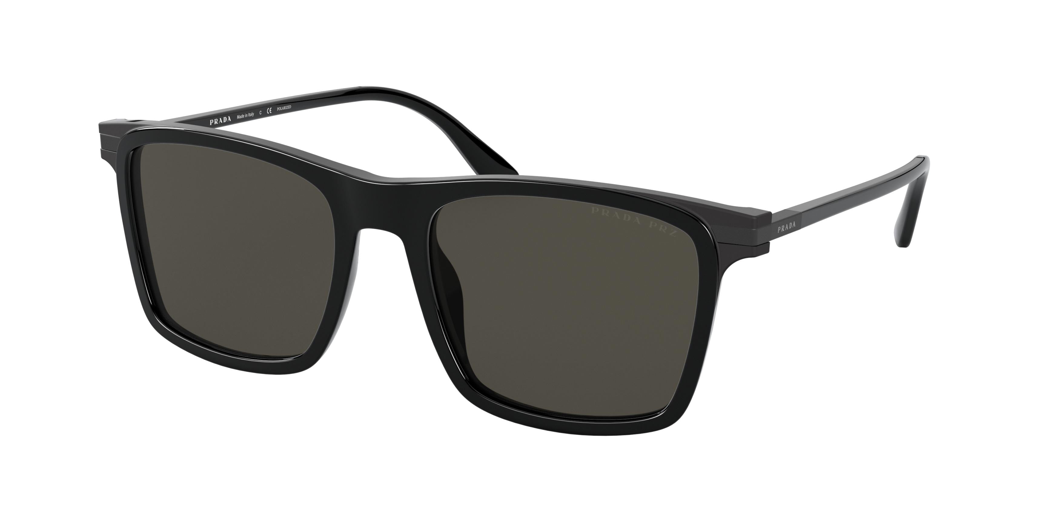 Prada PR19XS Rectangle Sunglasses  07F08G-Black 54-145-19 - Color Map Black