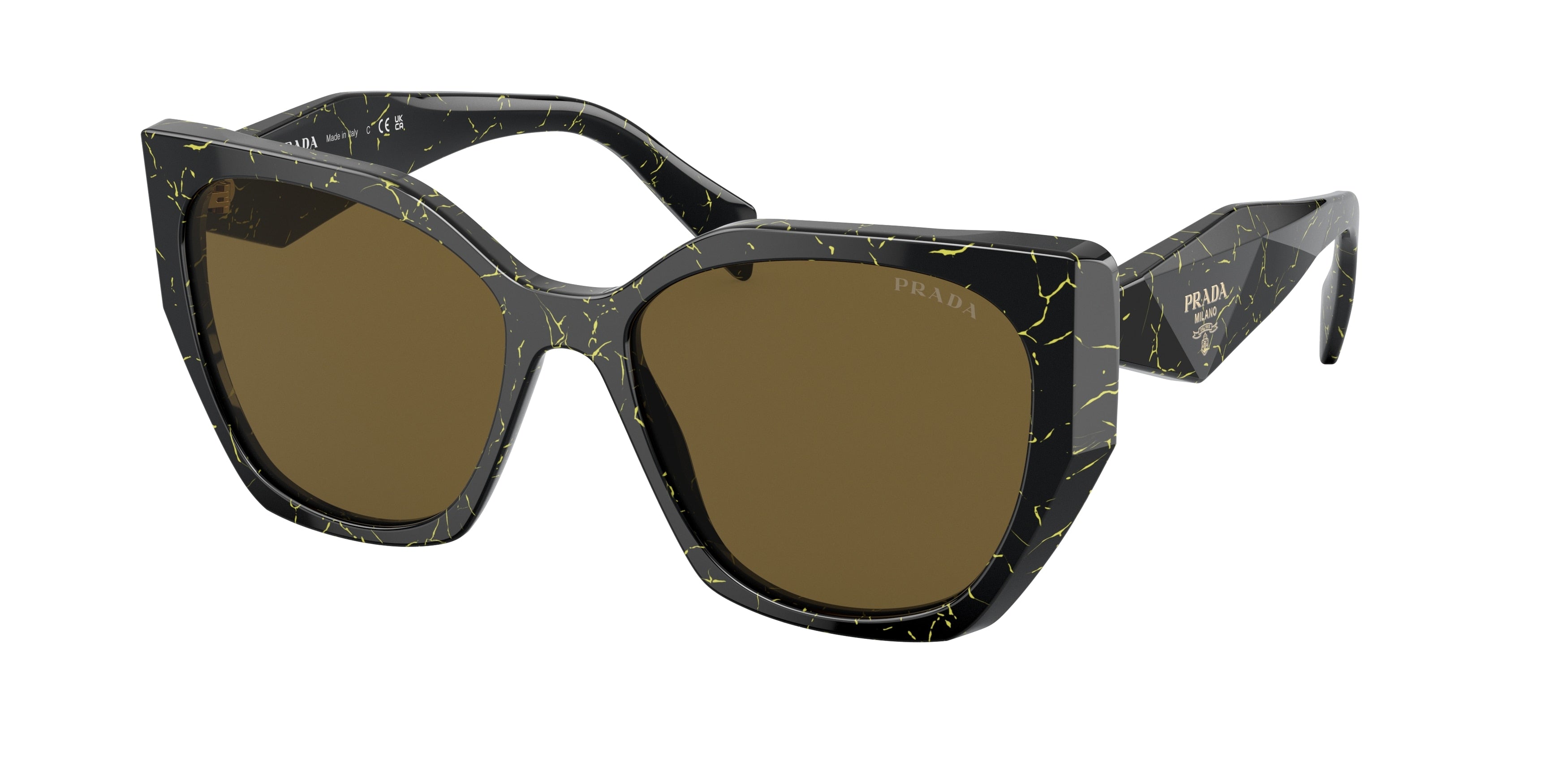 Prada PR19ZSF Pillow Sunglasses  19D01T-Black/Yellow Marble 56-145-16 - Color Map Black