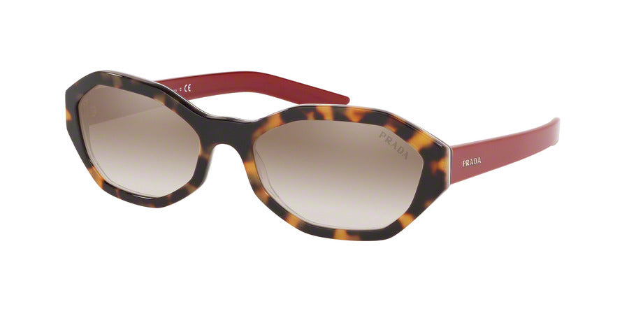 Prada CONCEPTUAL PR20VSF Irregular Sunglasses  5144O0-MEDIUM HAVANA/RED CHESS 56-17-140 - Color Map red