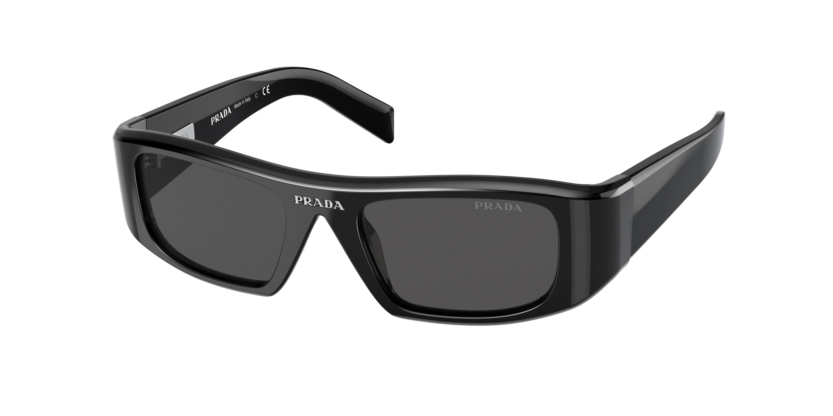 Prada PR20WS Rectangle Sunglasses  1AB5S0-Black 49-135-18 - Color Map Black