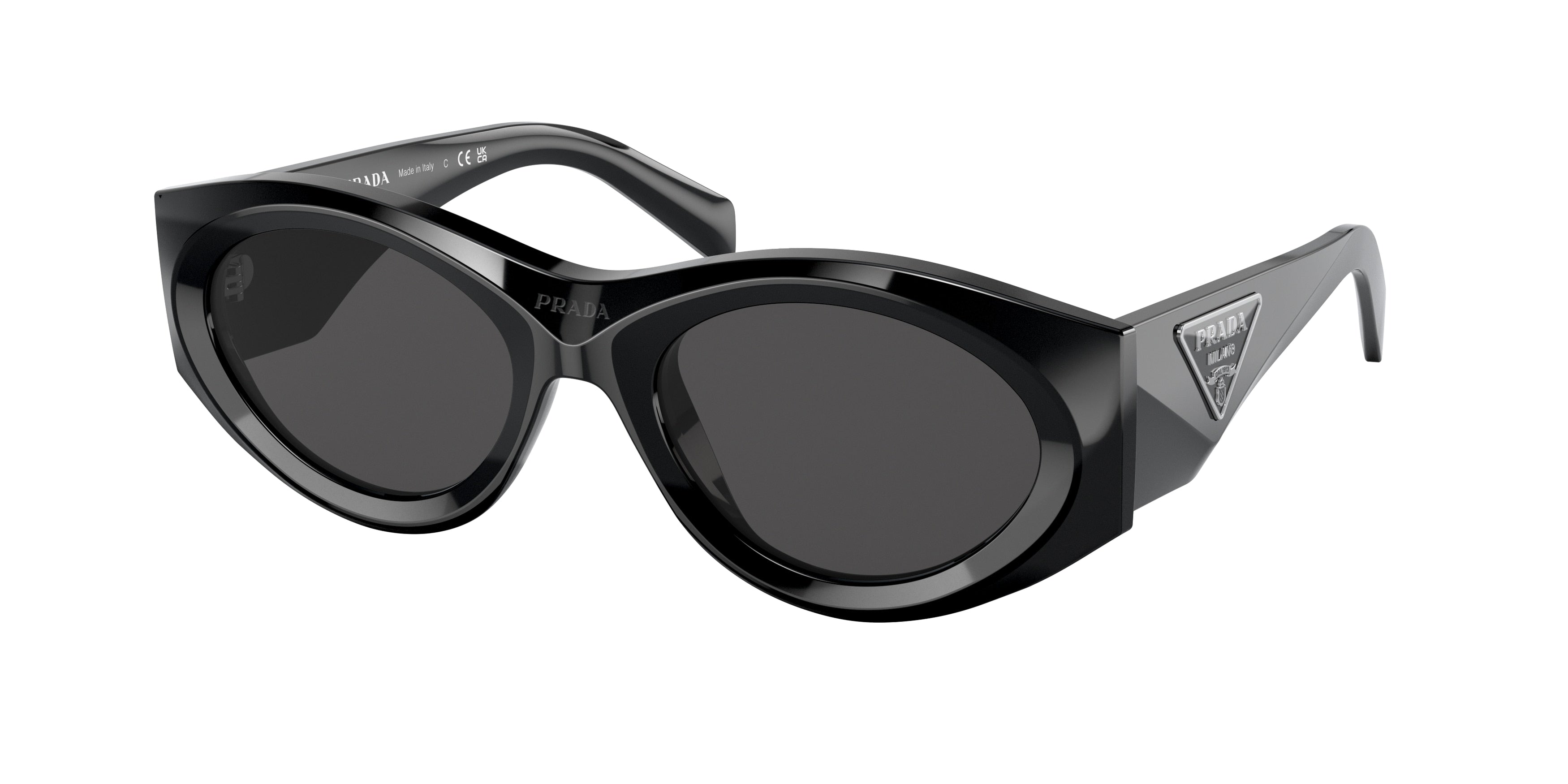 Prada PR20ZSF Oval Sunglasses  1AB5S0-Black 53-140-19 - Color Map Black