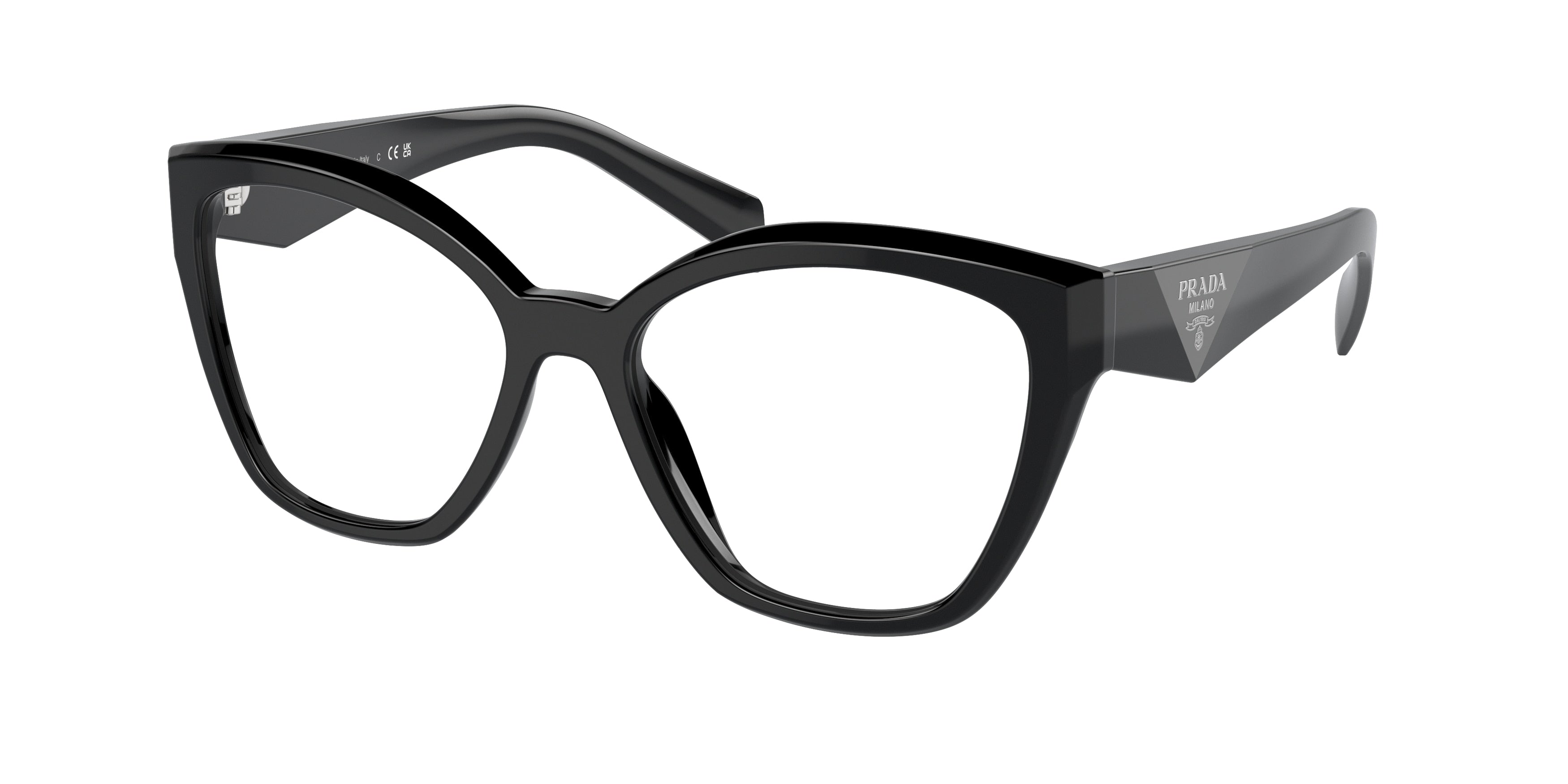 Prada PR20ZVF Irregular Eyeglasses  16K1O1-Black 56-145-16 - Color Map Black