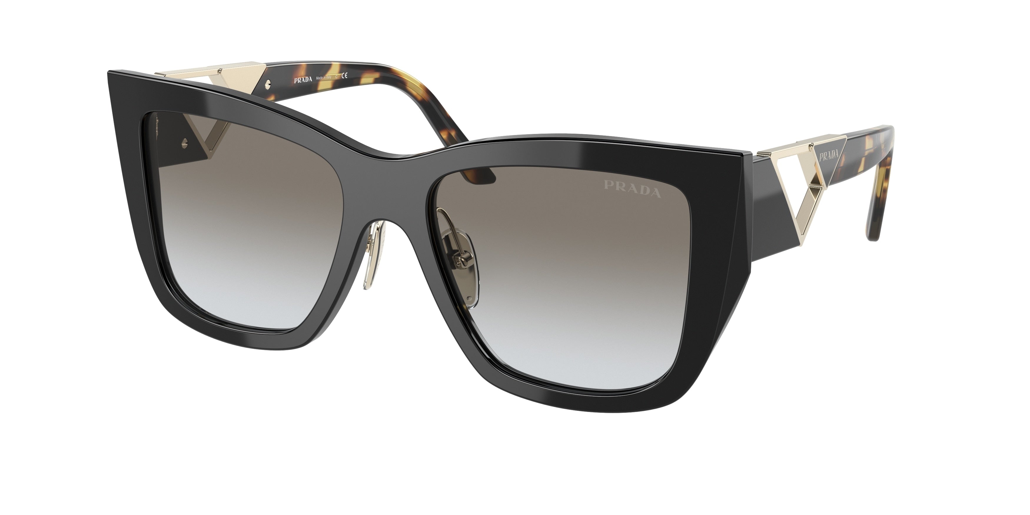 Prada PR21YS Square Sunglasses  1AB0A7-Black 54-140-18 - Color Map Black