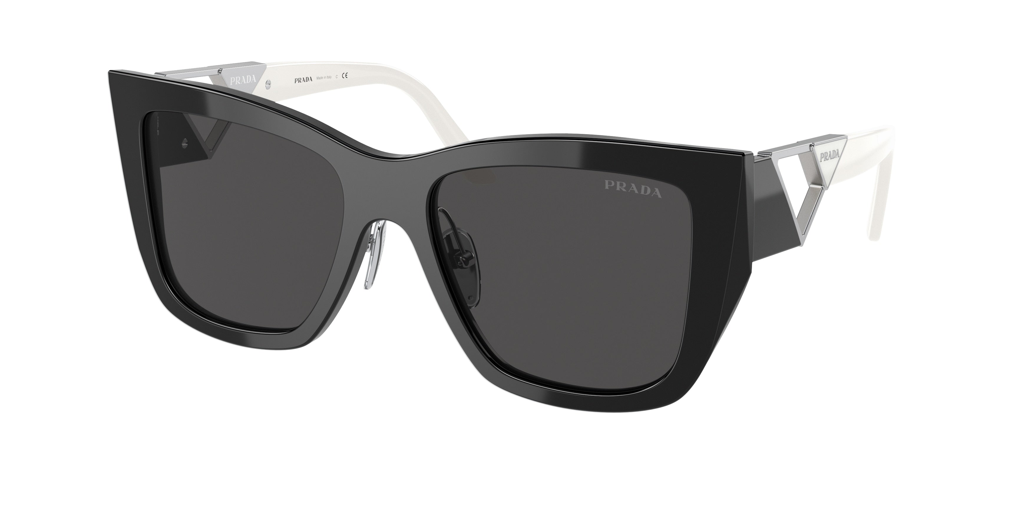 Prada PR21YS Square Sunglasses  1AB5S0-Black 54-140-18 - Color Map Black