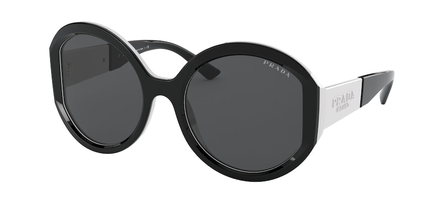 Prada PR22XSF Round Sunglasses  YC45S0-BLACK/WHITE 58-19-140 - Color Map black