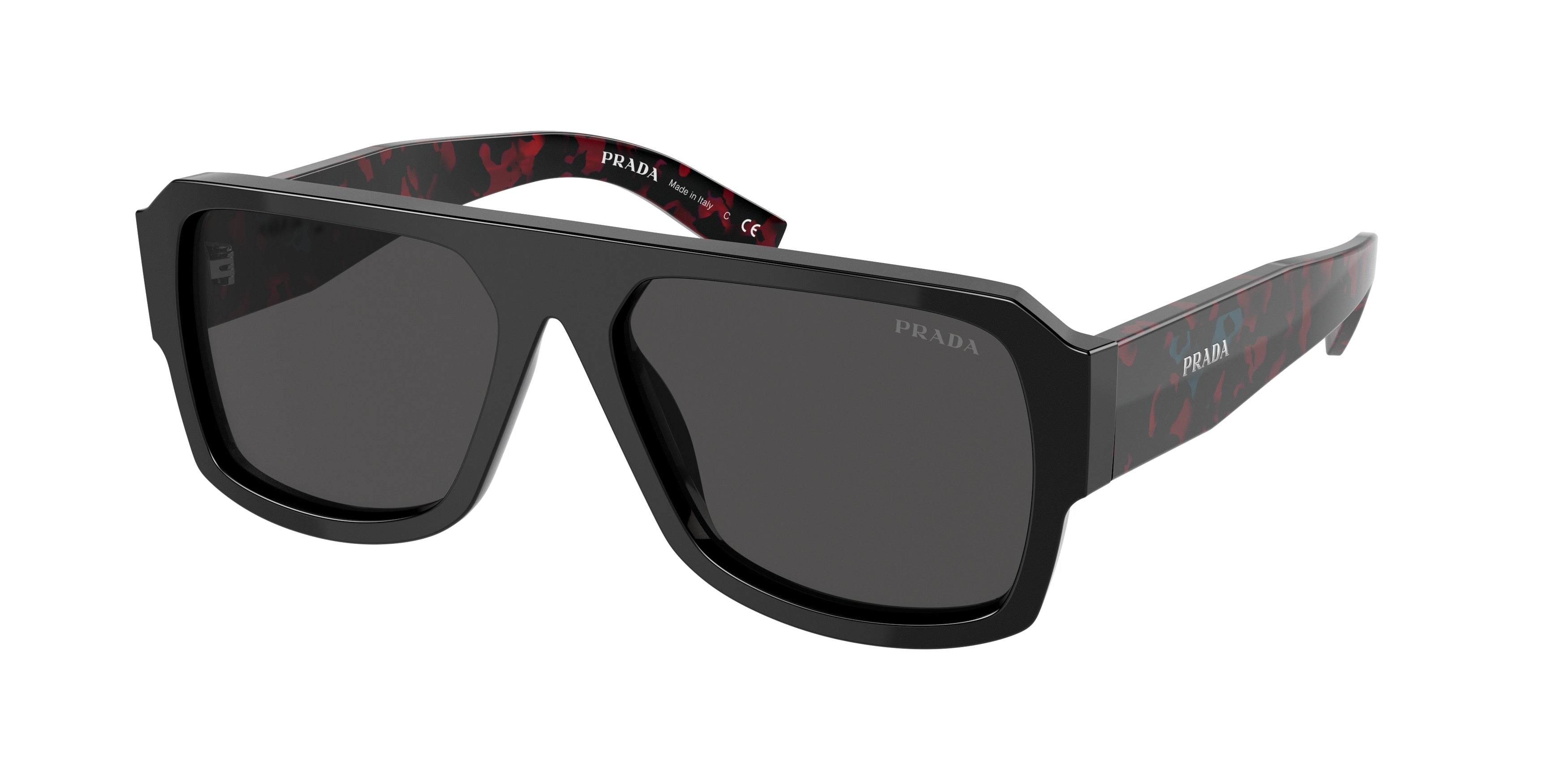 Prada PR22YSF Pilot Sunglasses  1AB5S0-Black 57-140-15 - Color Map Black