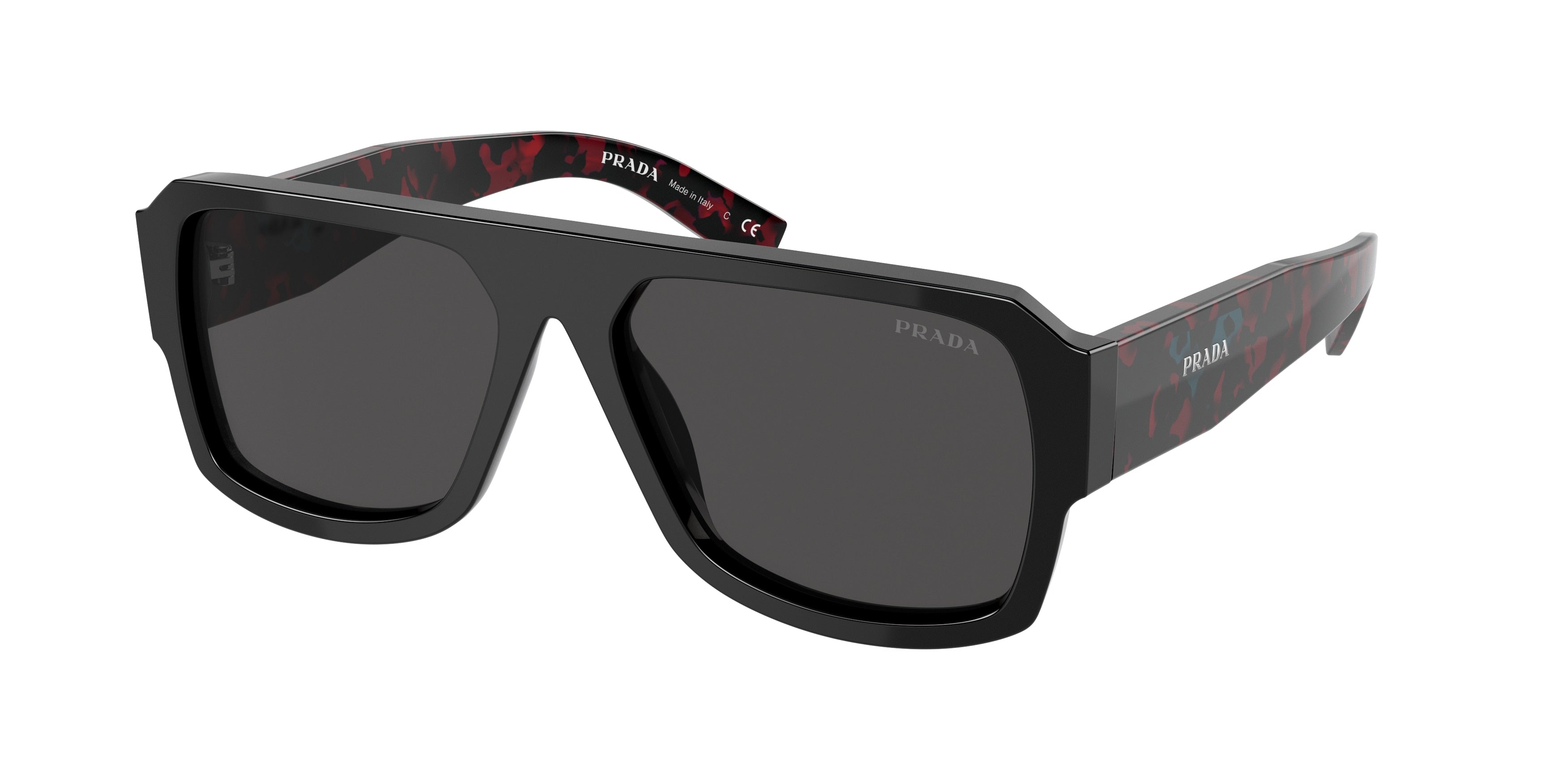 Prada PR22YS Pilot Sunglasses  1AB5S0-Black 55-140-16 - Color Map Black