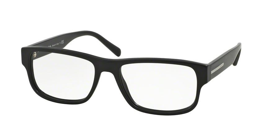 Prada PR23RV Rectangle Eyeglasses  1BO1O1-MATTE BLACK 54-17-145 - Color Map black