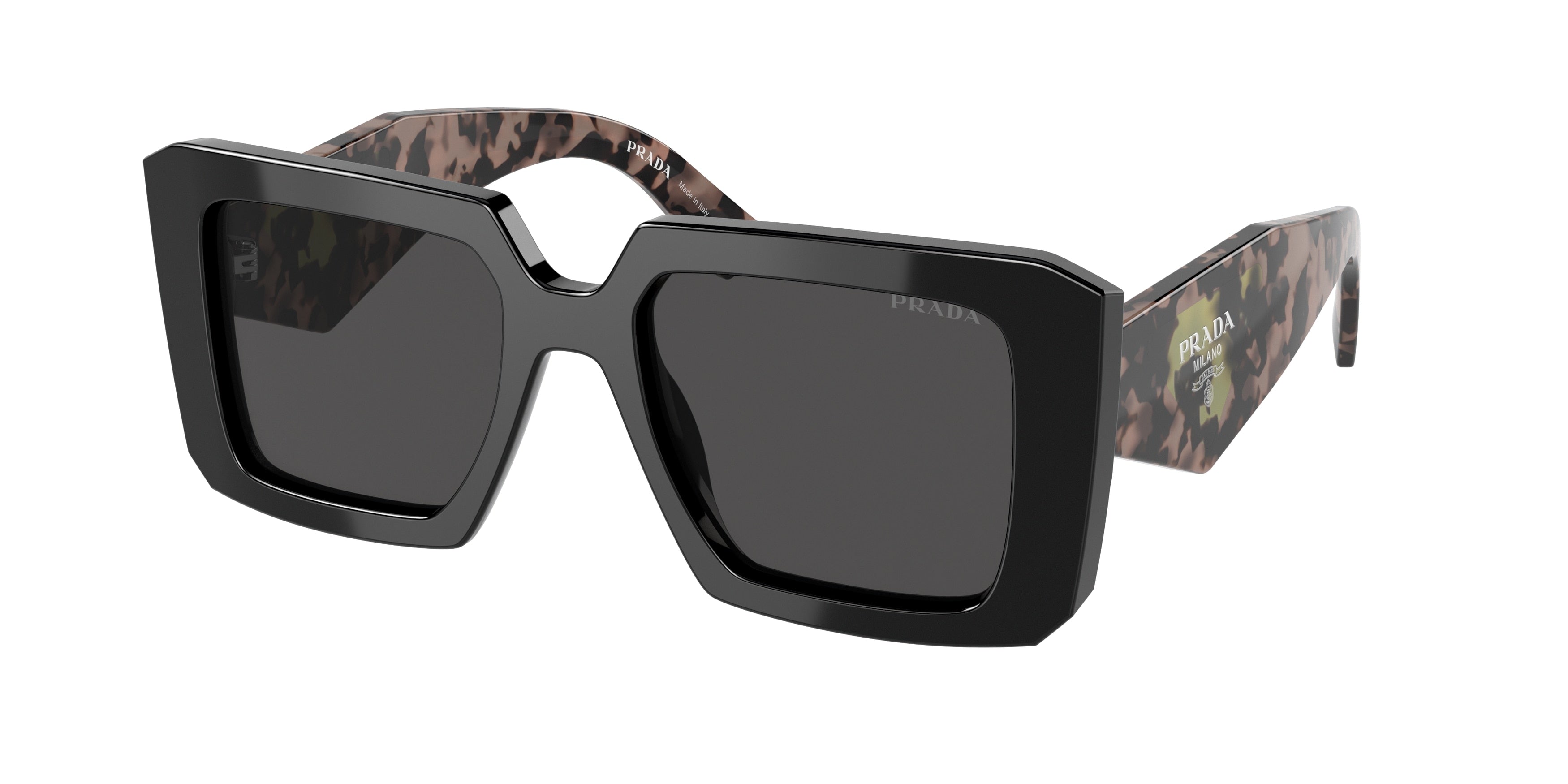 Prada PR23YSF Square Sunglasses  1AB5S0-Black 51-140-19 - Color Map Black