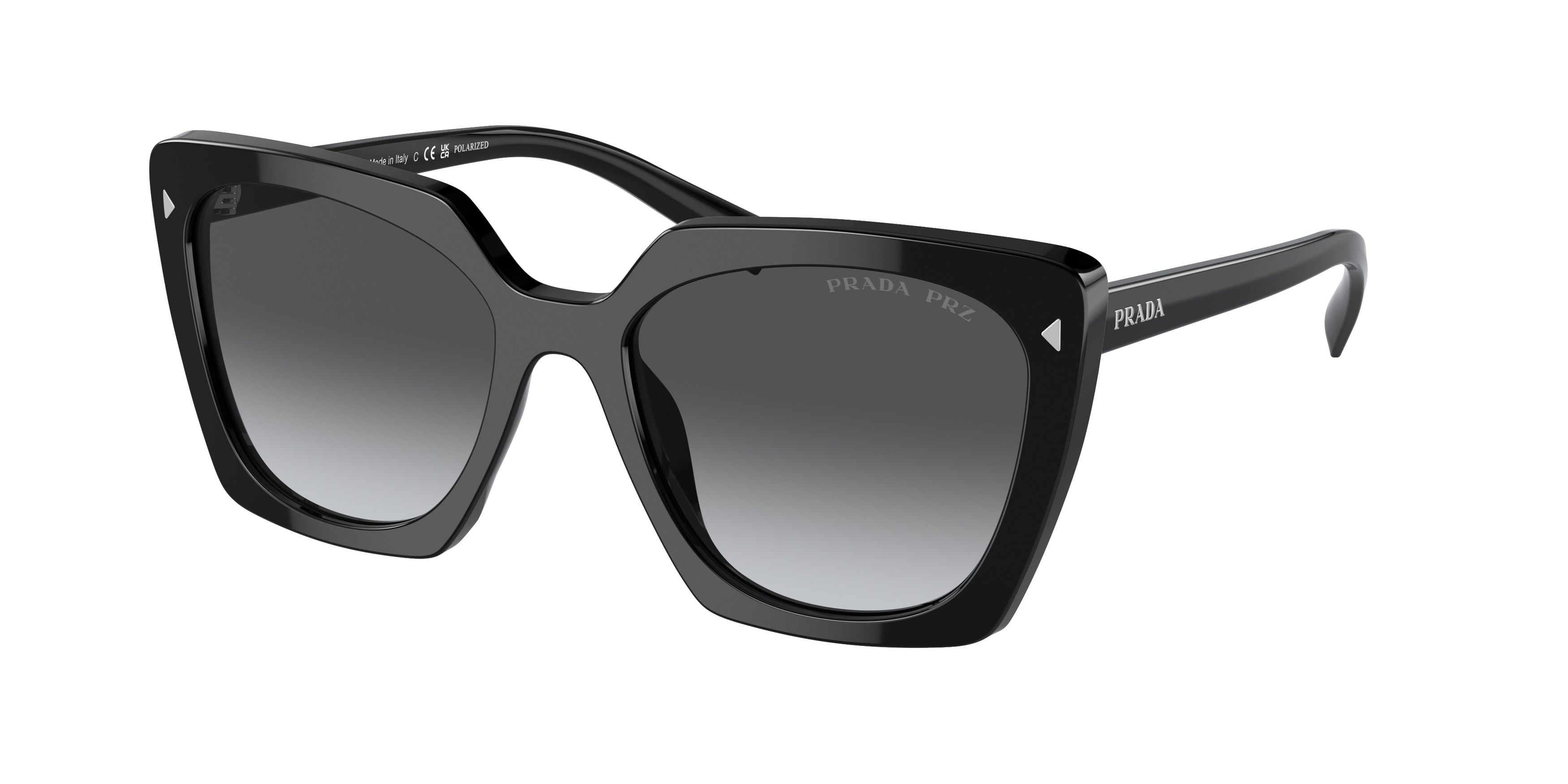 Prada PR23ZSF Square Sunglasses  1AB5W1-Black 55-145-17 - Color Map Black