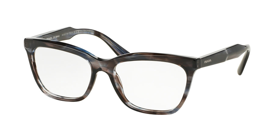 Prada PR24SVF Cat Eye Eyeglasses  UEQ1O1-STRIPED VIOLET 55-16-140 - Color Map blue