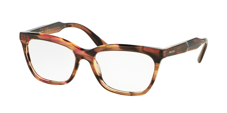 Prada PR24SV Cat Eye Eyeglasses  UEO1O1-STRIPED BROWN 55-16-140 - Color Map brown