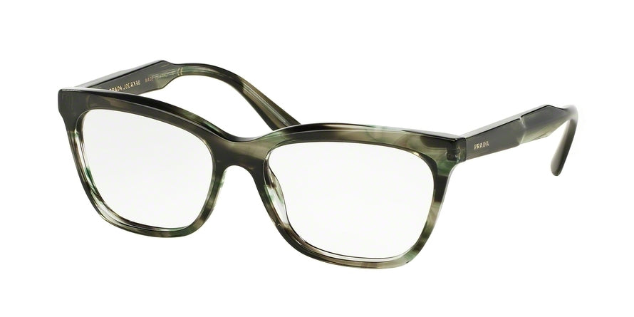 Prada JOURNAL PR24SV Cat Eye Eyeglasses  UEP1O1-STRIPED GREY GREEN 53-16-140 - Color Map yellow
