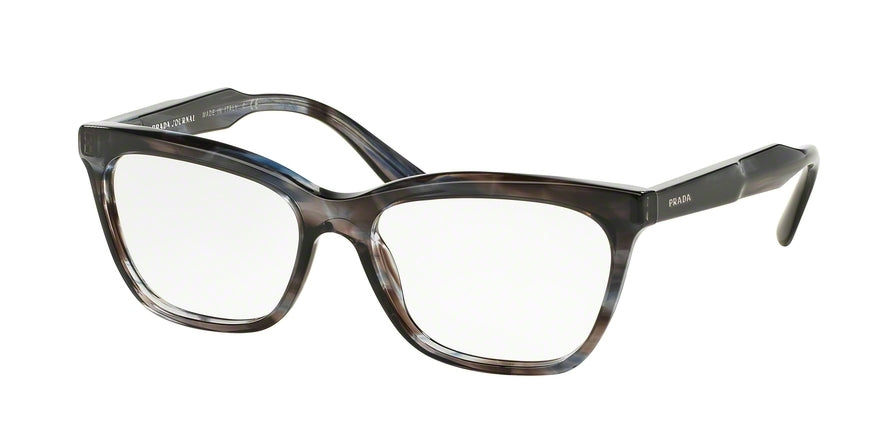 Prada JOURNAL PR24SV Cat Eye Eyeglasses  UEQ1O1-STRIPED VIOLET 55-16-140 - Color Map blue