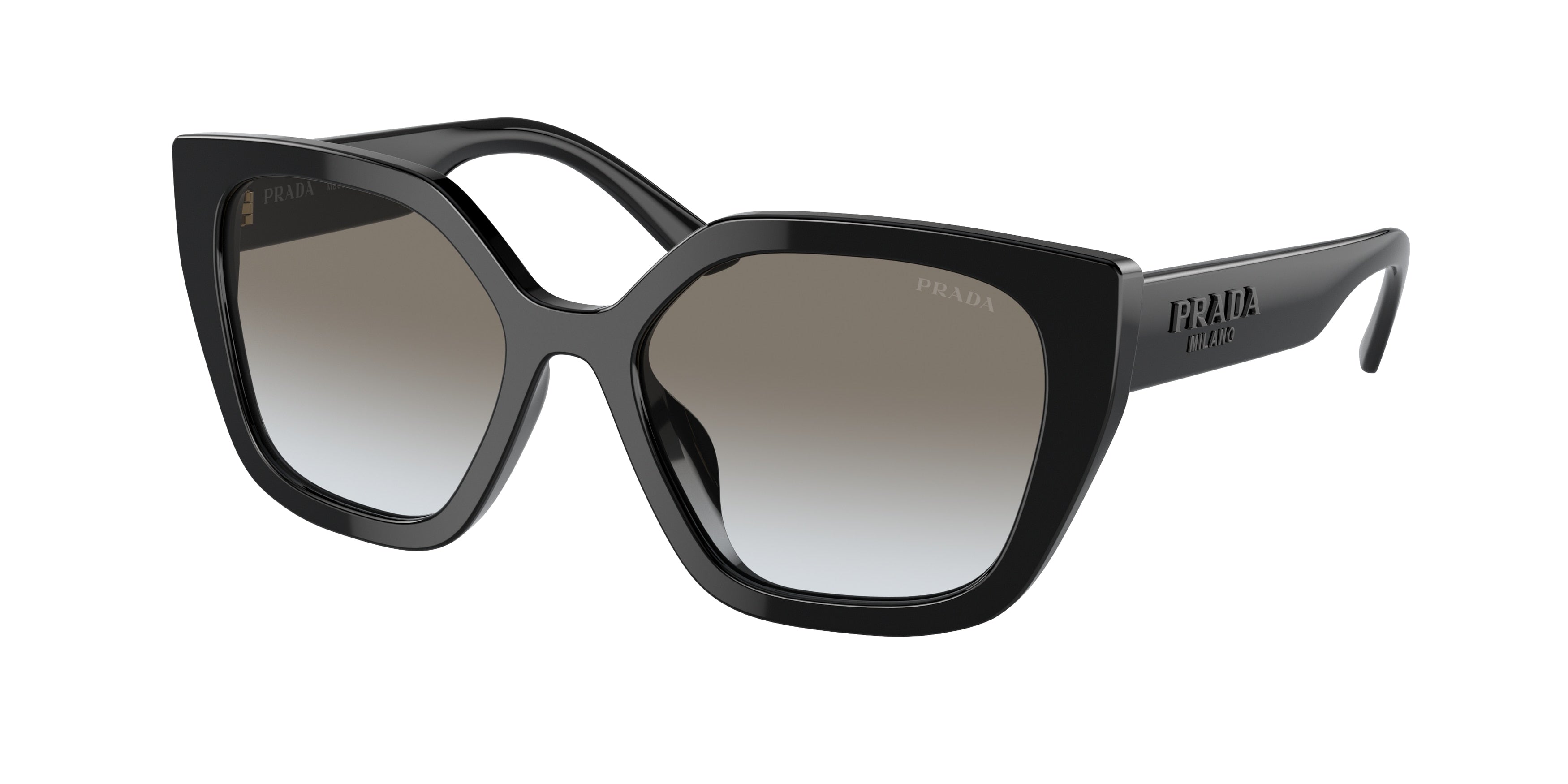 Prada PR24XS Rectangle Sunglasses  1AB0A7-Black 52-140-18 - Color Map Black